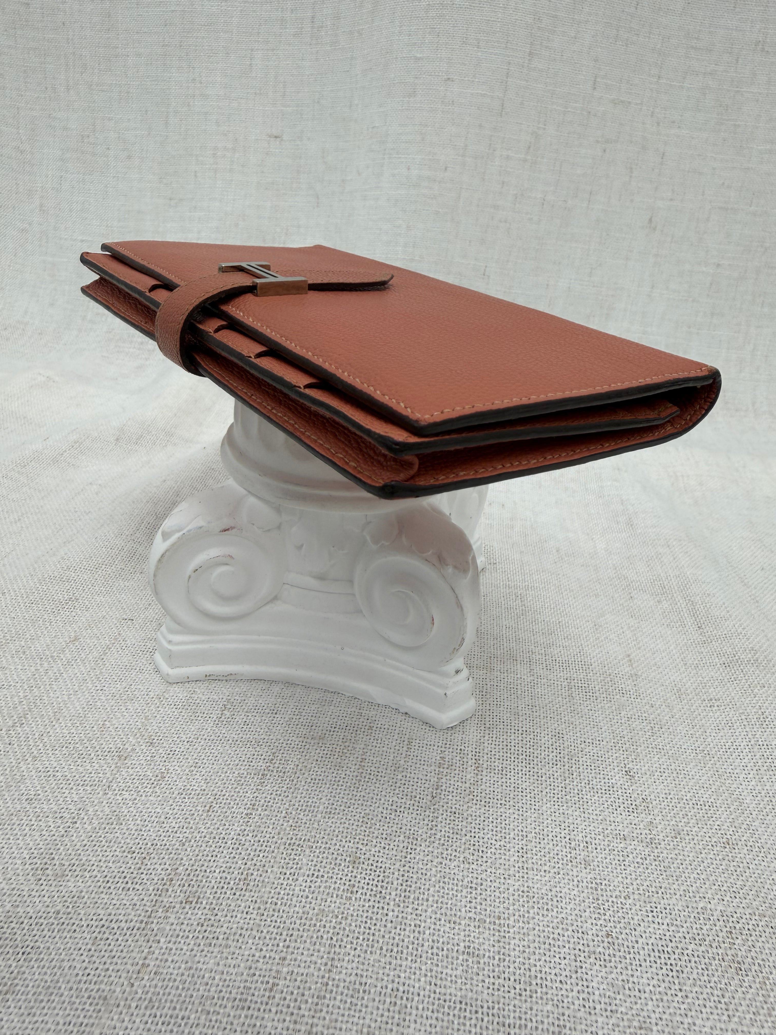 Hermes Coral Leather Bearn Wallet