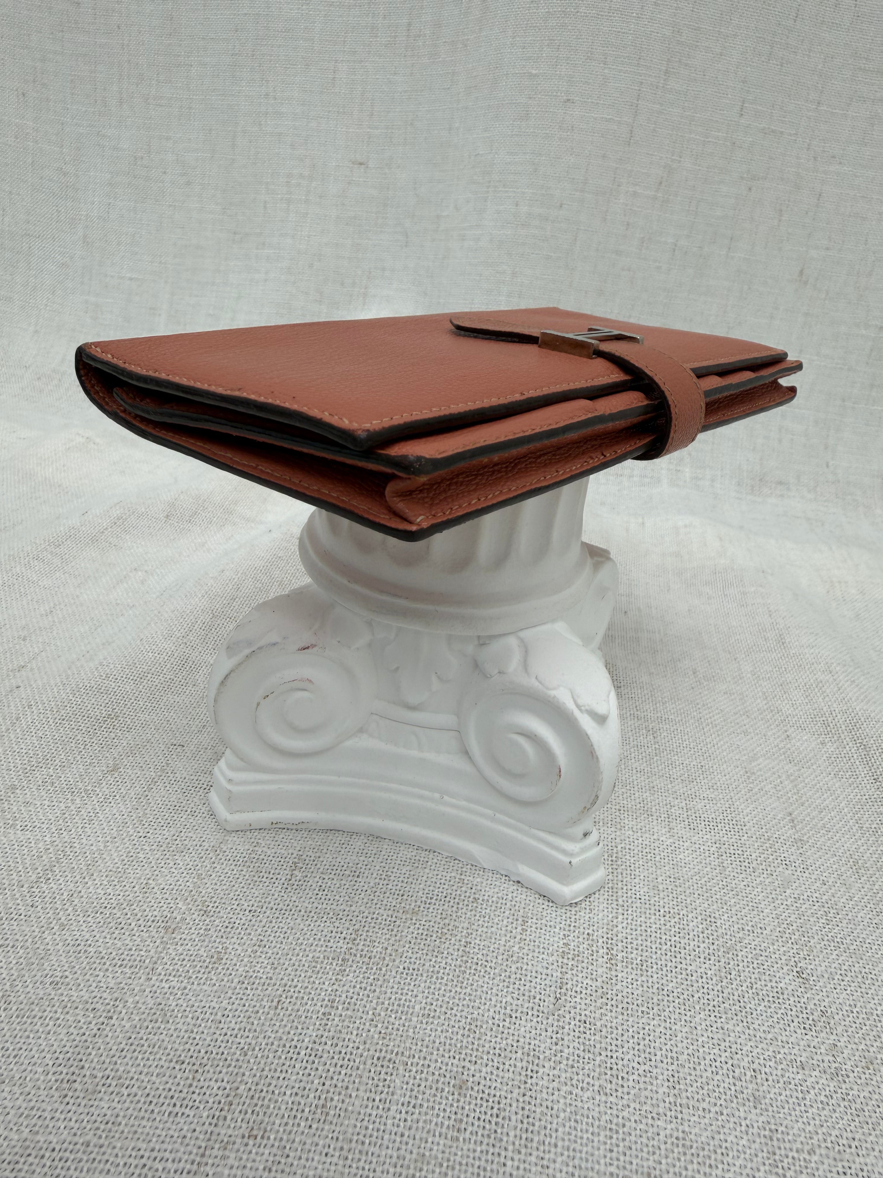 Hermes Coral Leather Bearn Wallet