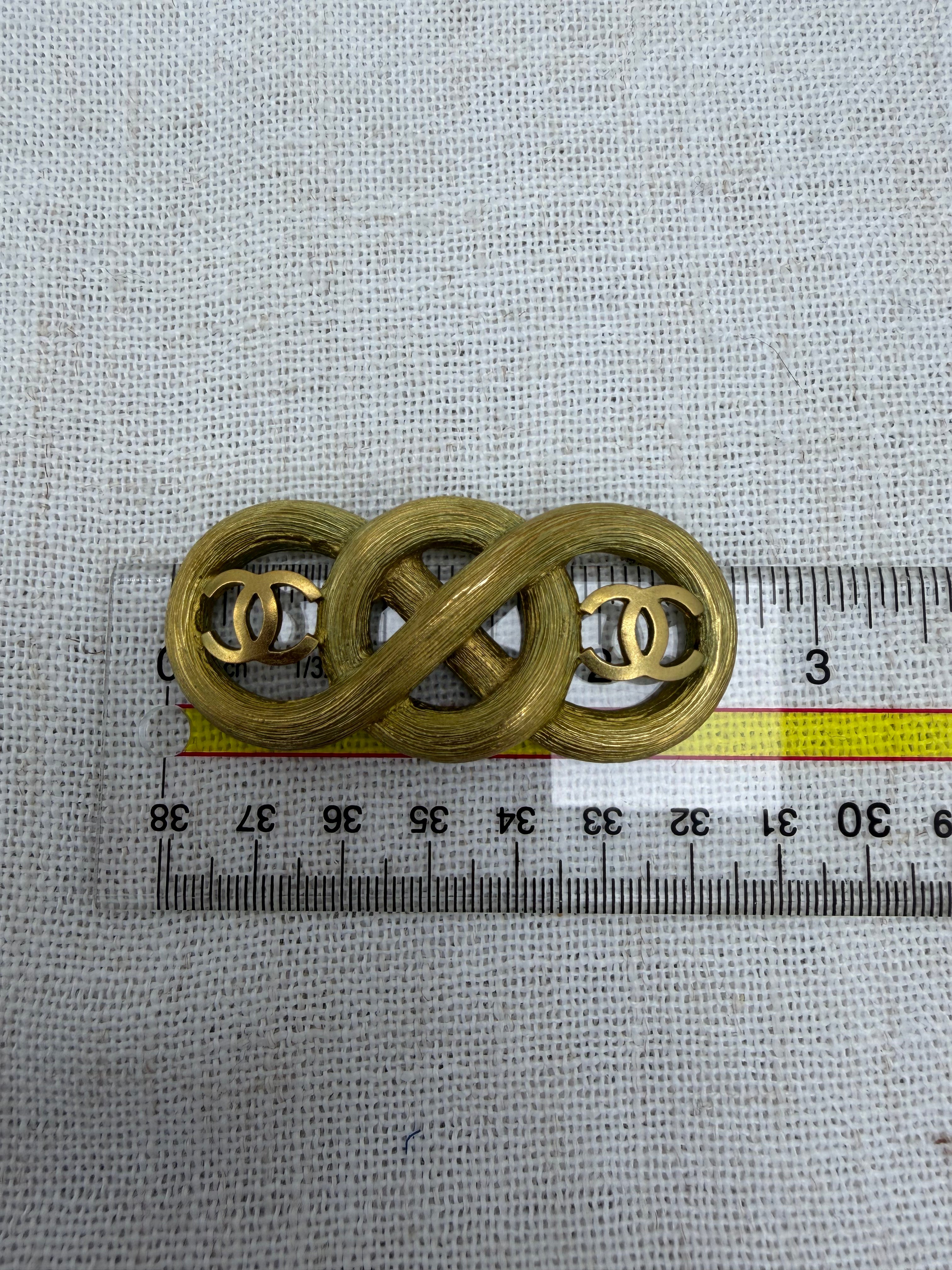 Chanel Vintage Gold Tone CC Infinity Brooch