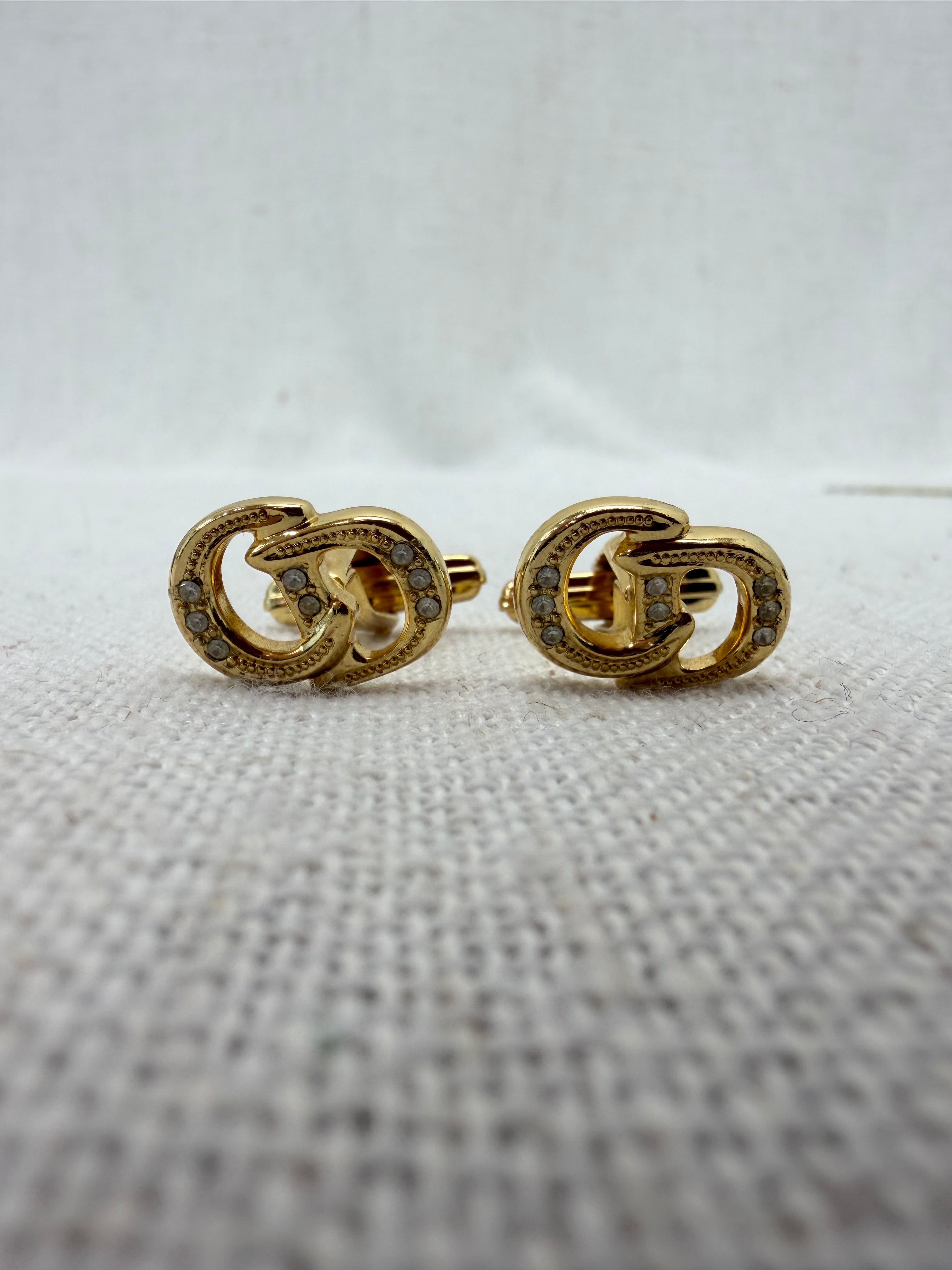 Christian Dior Vintage Gold Tone CD Cufflinks