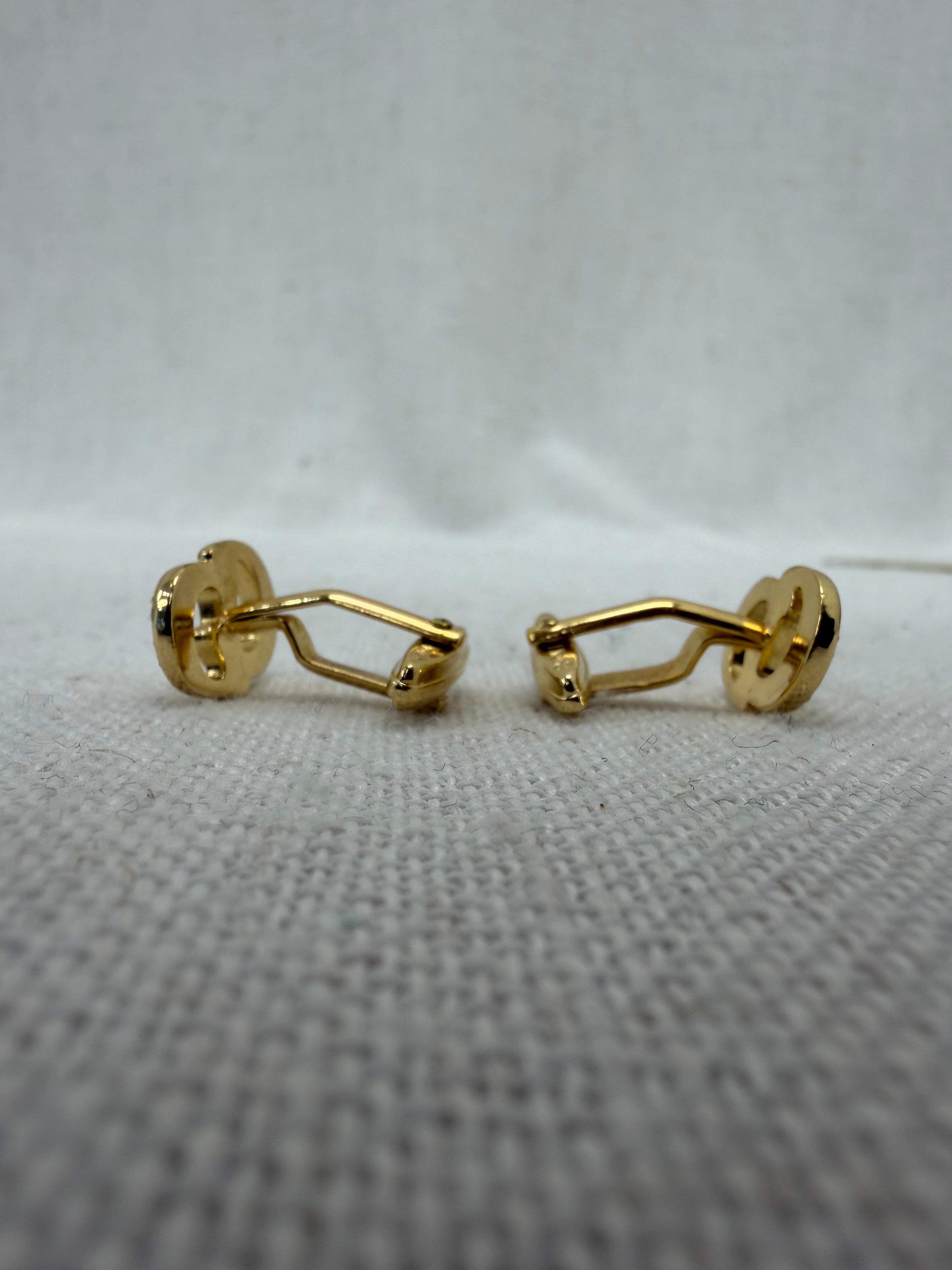 Christian Dior Vintage Gold Tone CD Cufflinks