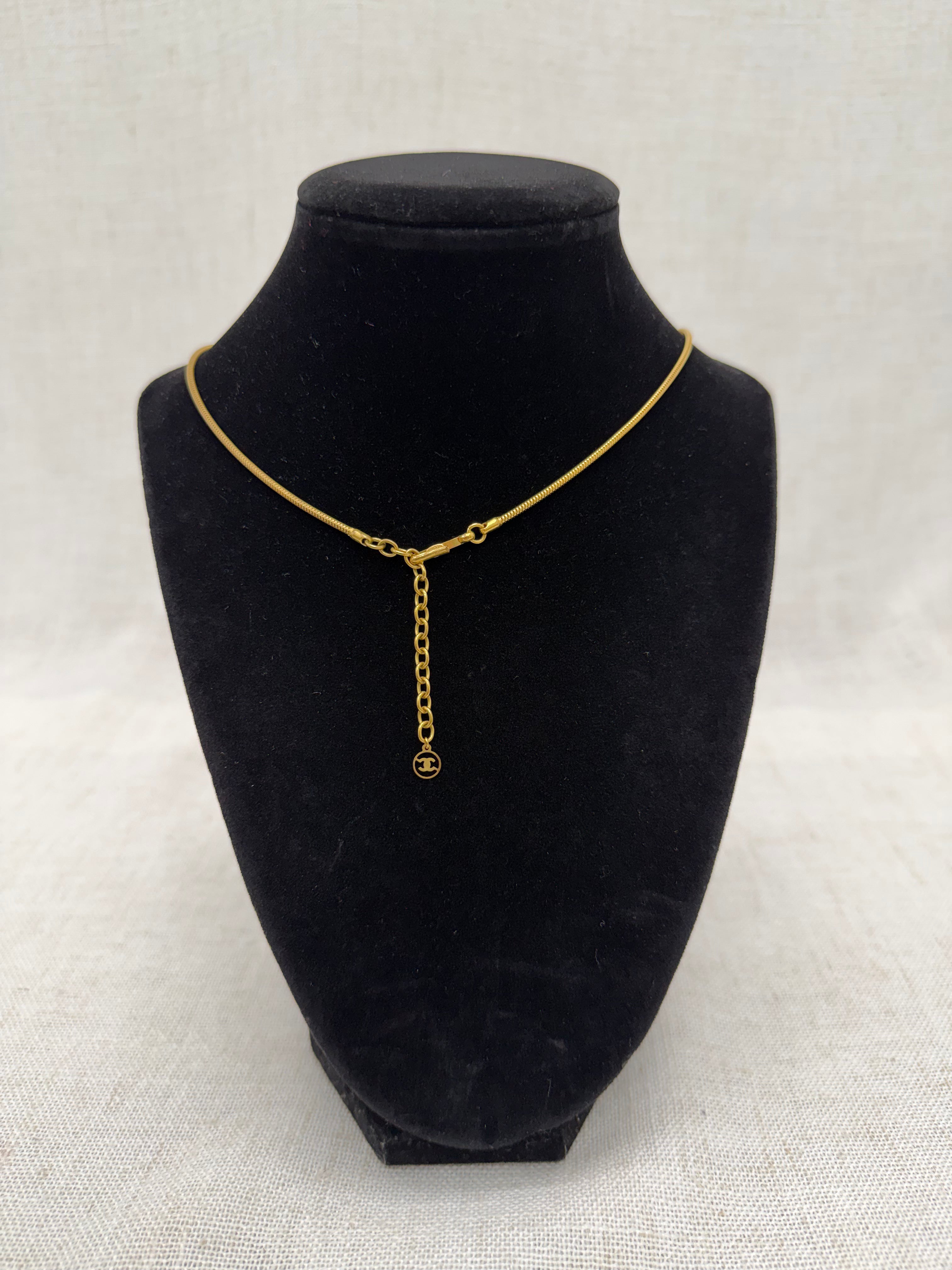 Chanel Vintage Beige Studded Sphere Pendant Long Necklace