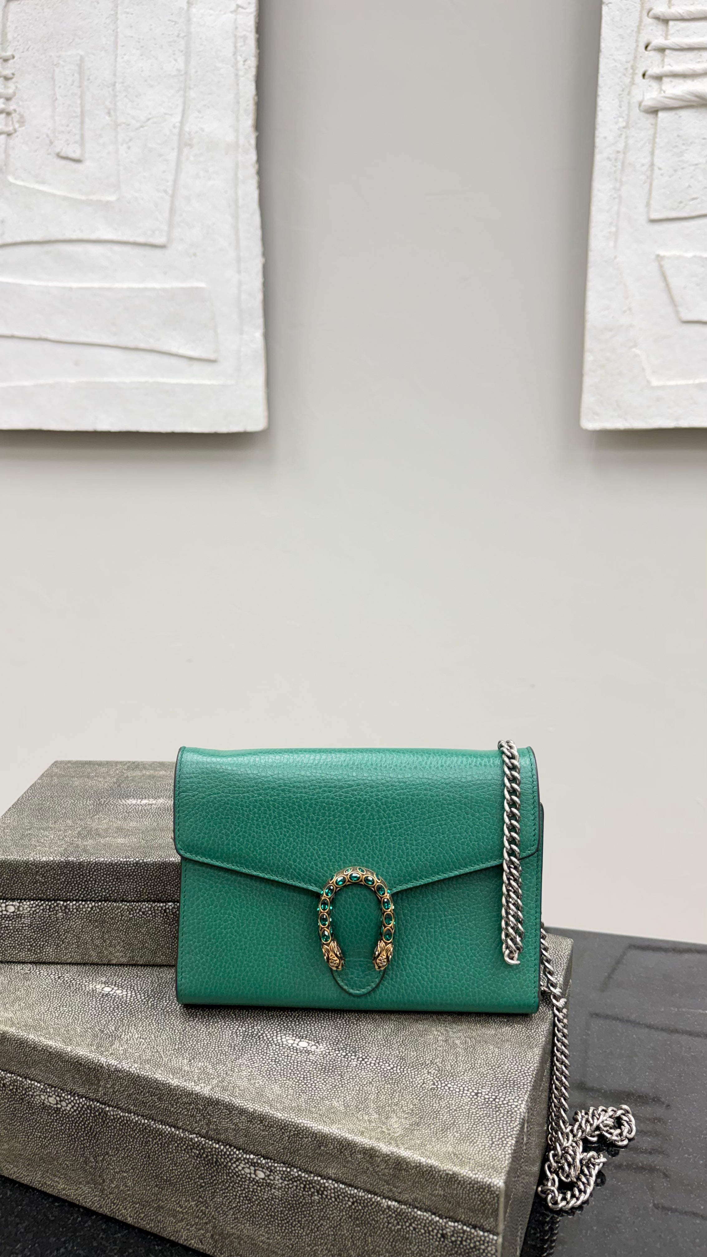 *DONS DROP* Gucci Green Pebbled Leather Dionysus Chain Wallet