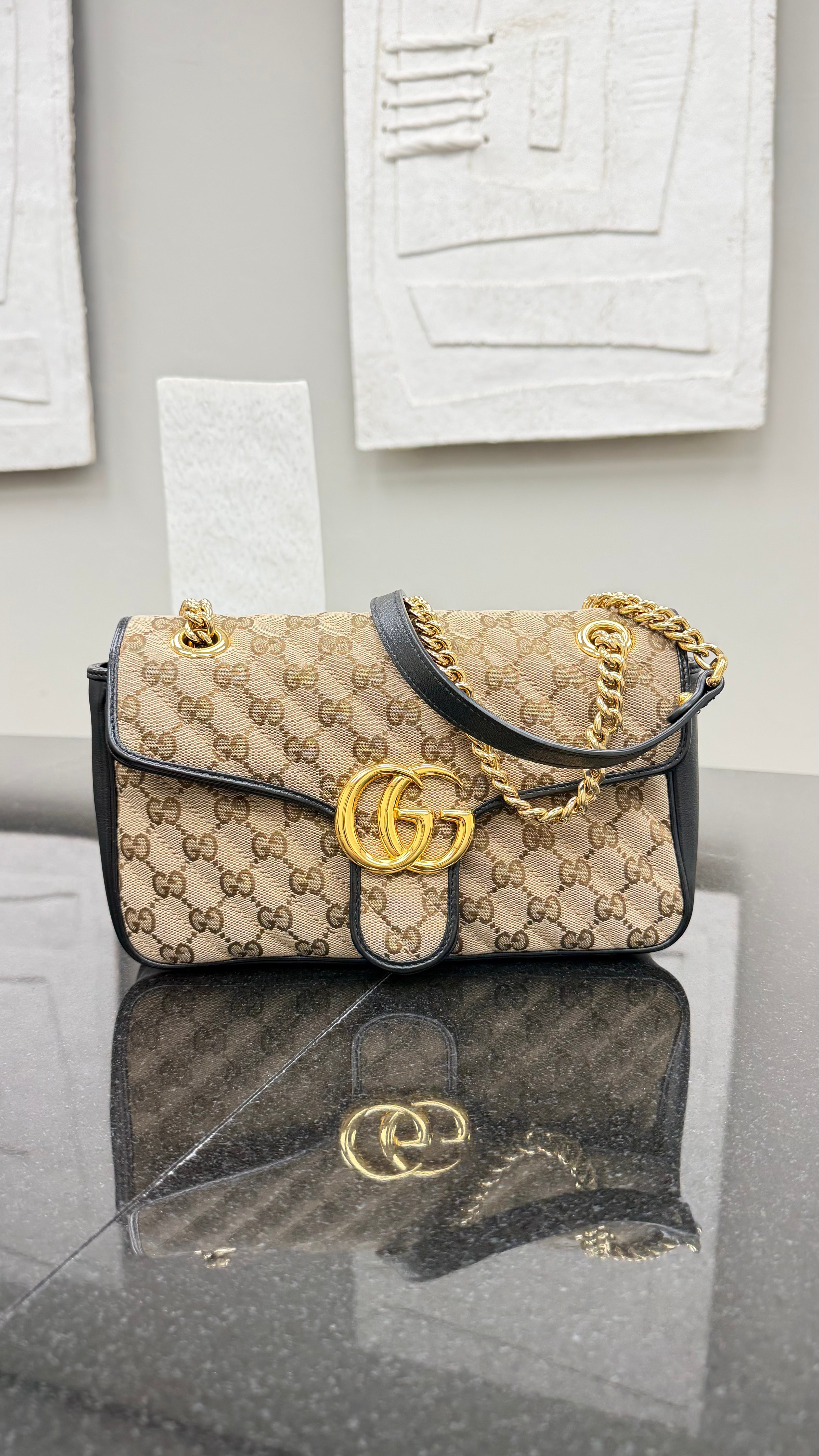 *DONS DROP* Gucci Brown Monogram Canvas GG Marmont Shoulder Bag