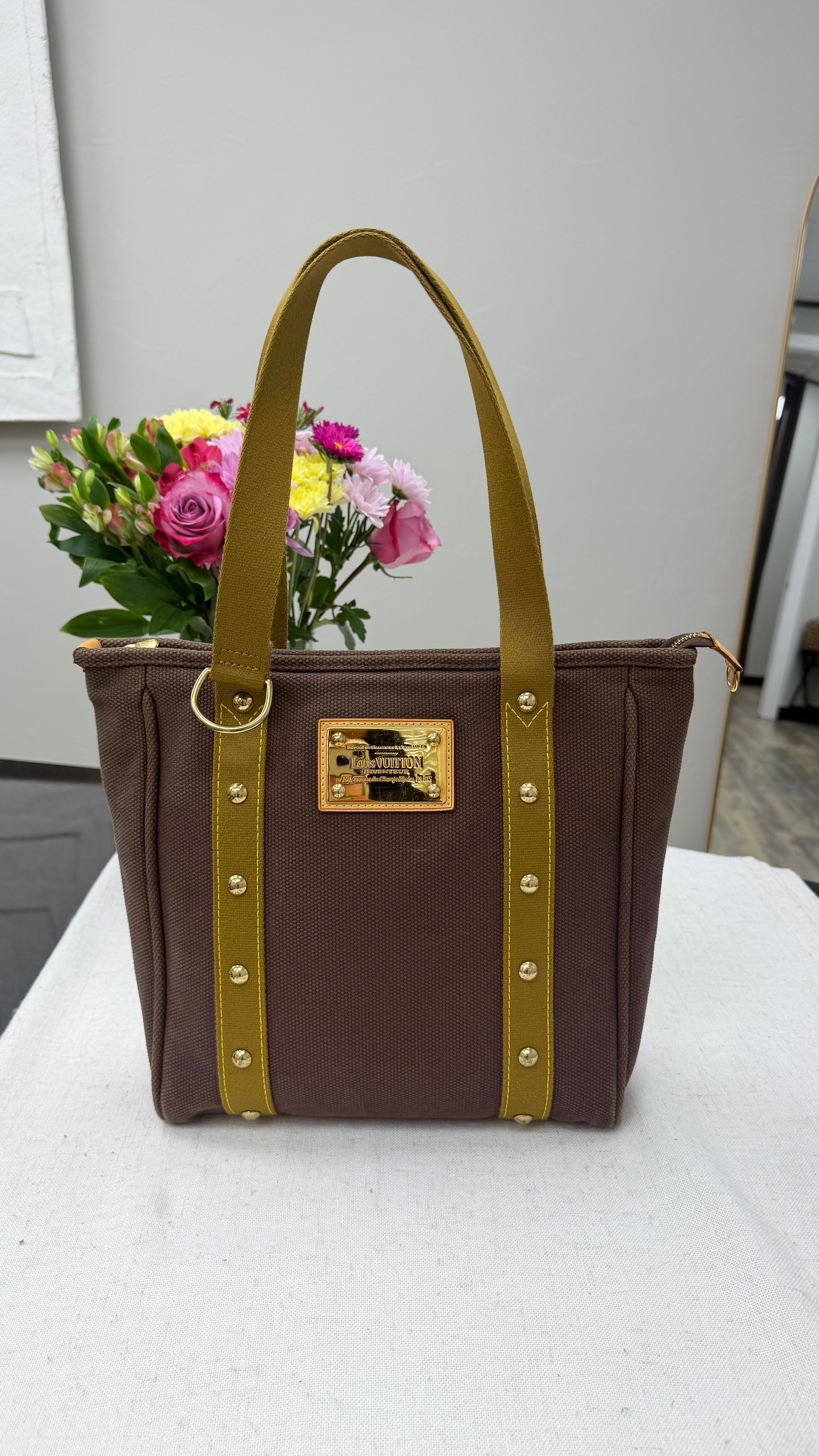 *DONS DROP* Louis Vuitton Brown Canvas Antigua Cabas MM Tote Bag