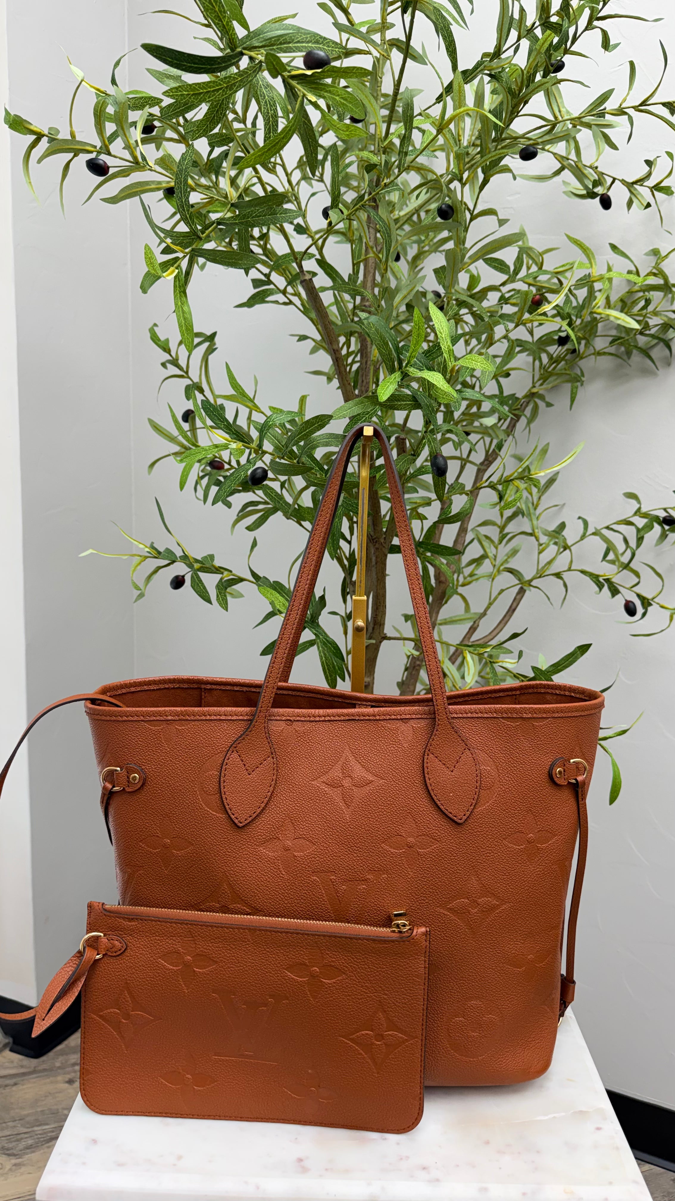 *DONS DROP* Louis Vuitton Brown Monogram Empreinte Leather Neverfull MM