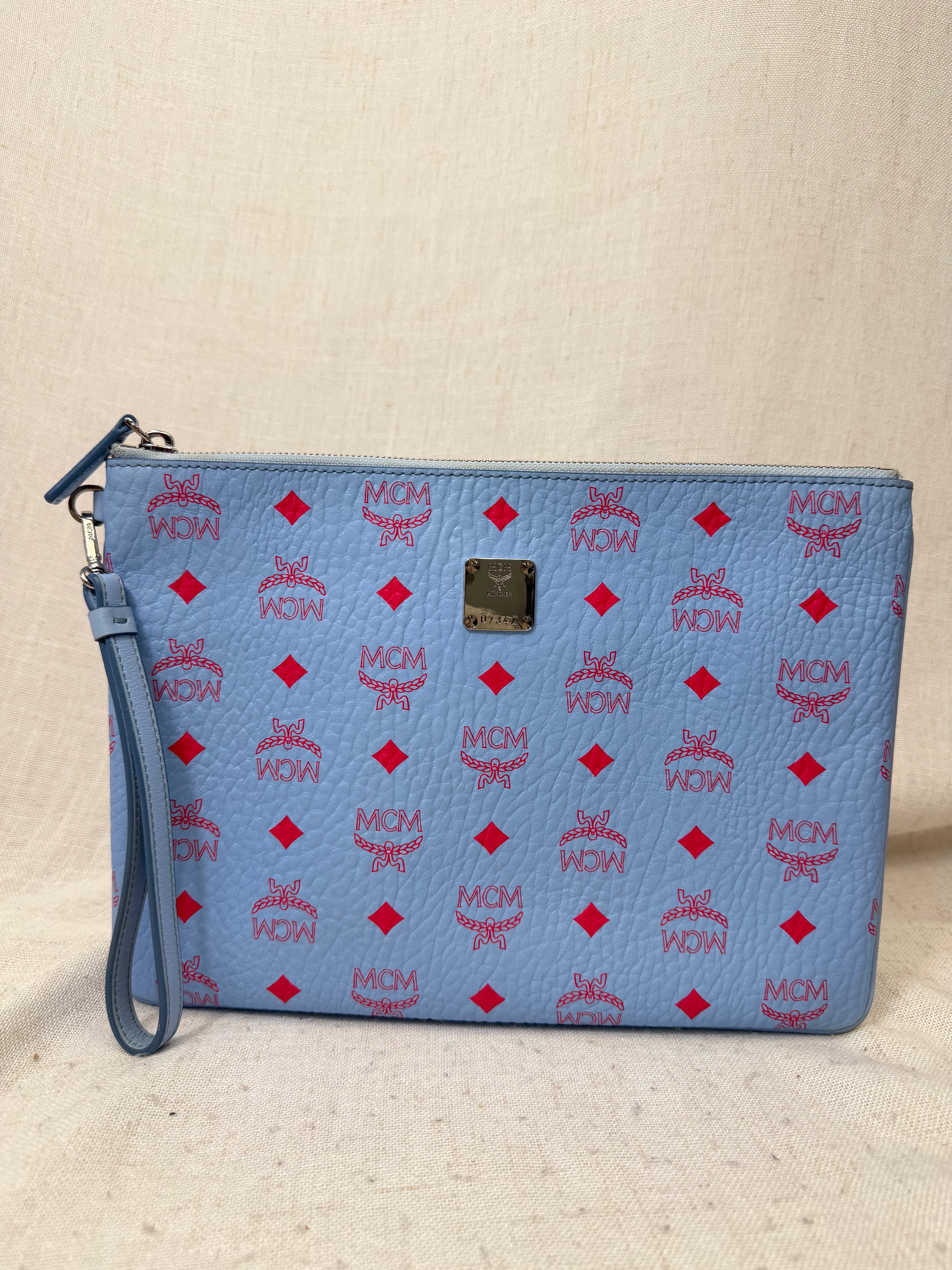 MCM Blue Bell Visetos Medium Wristlet