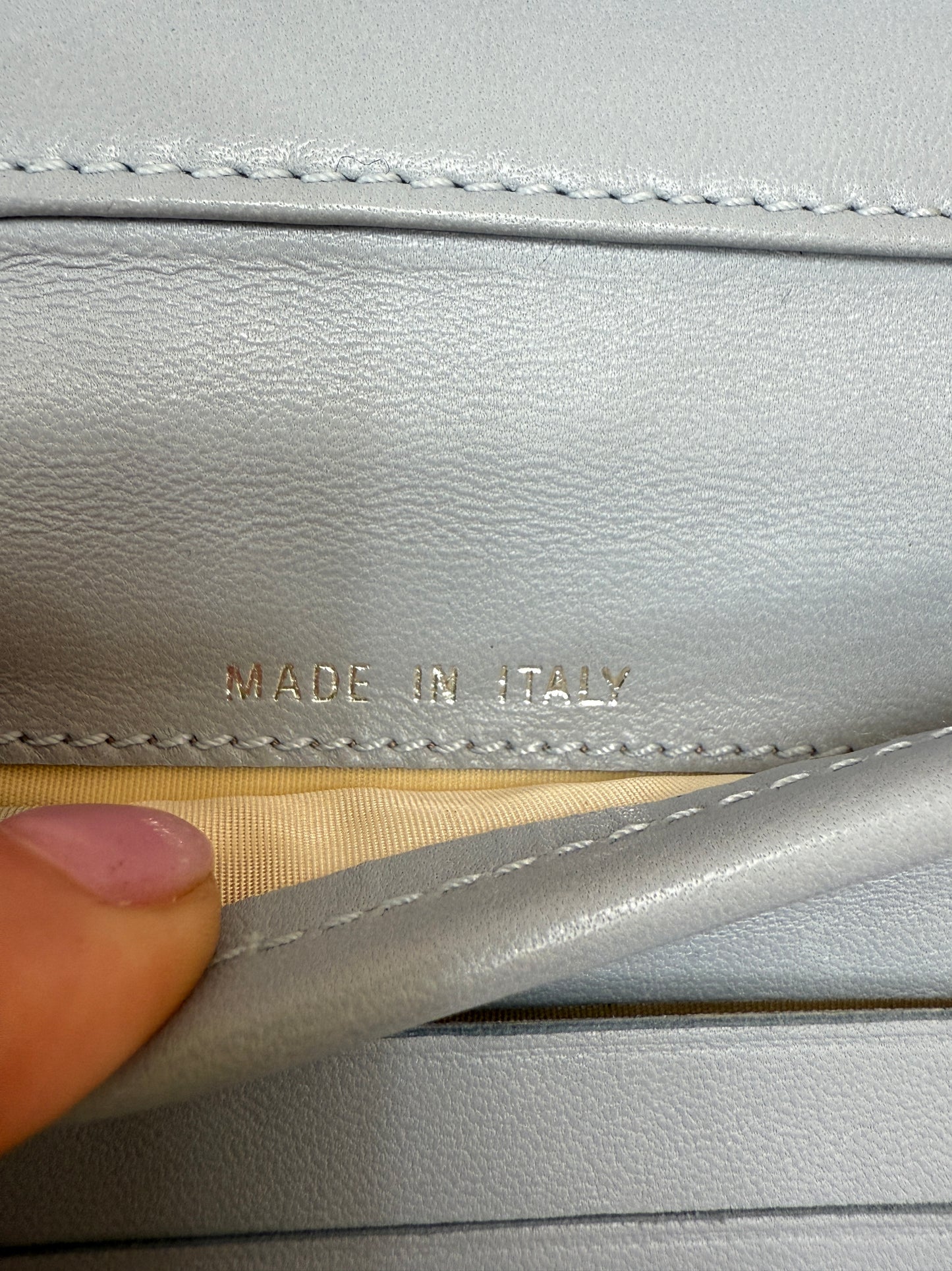 Chanel Light Blue Lambskin Chocolate Bar Compact Wallet
