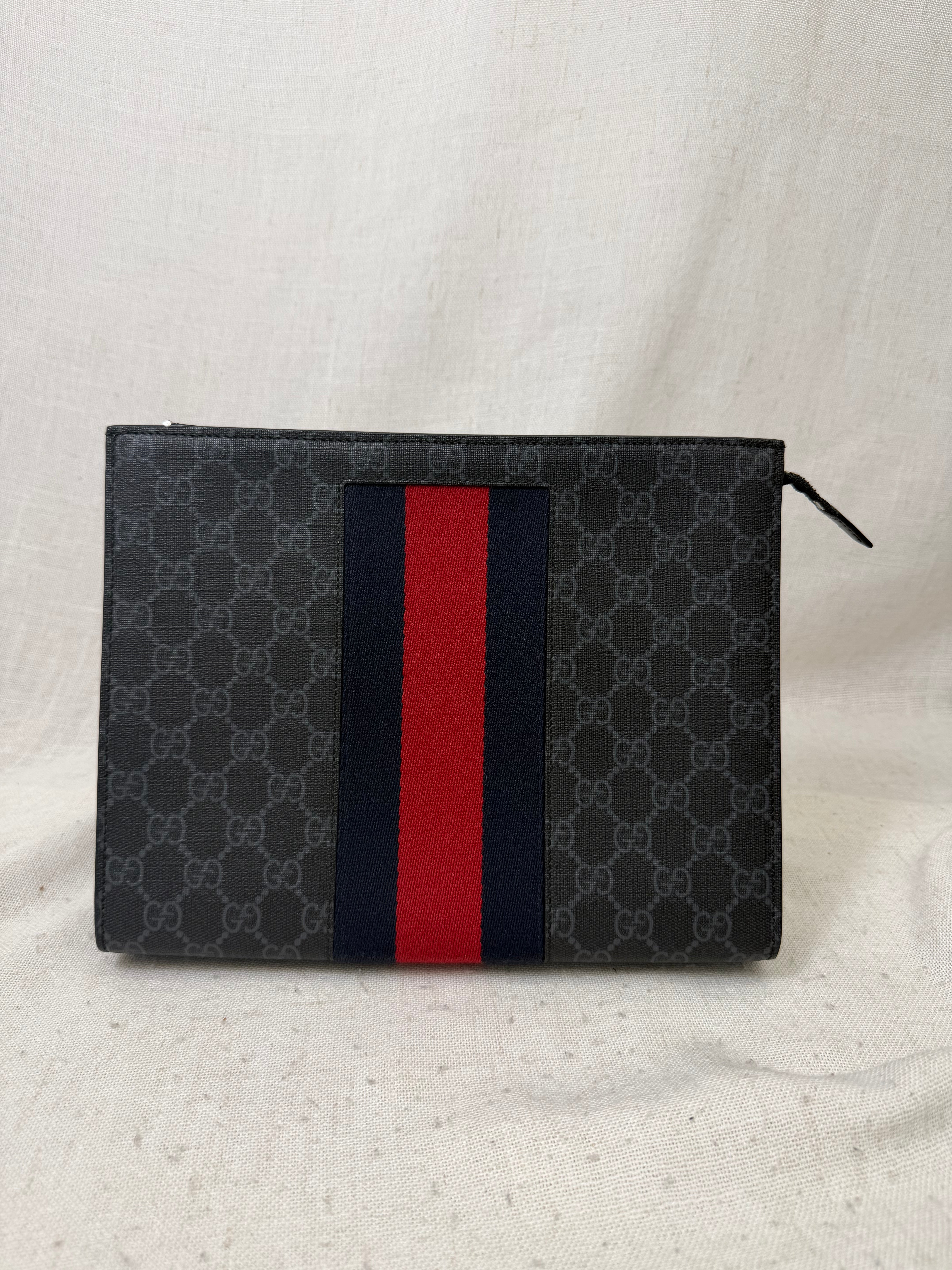 Gucci Black GG Supreme Web Pouch