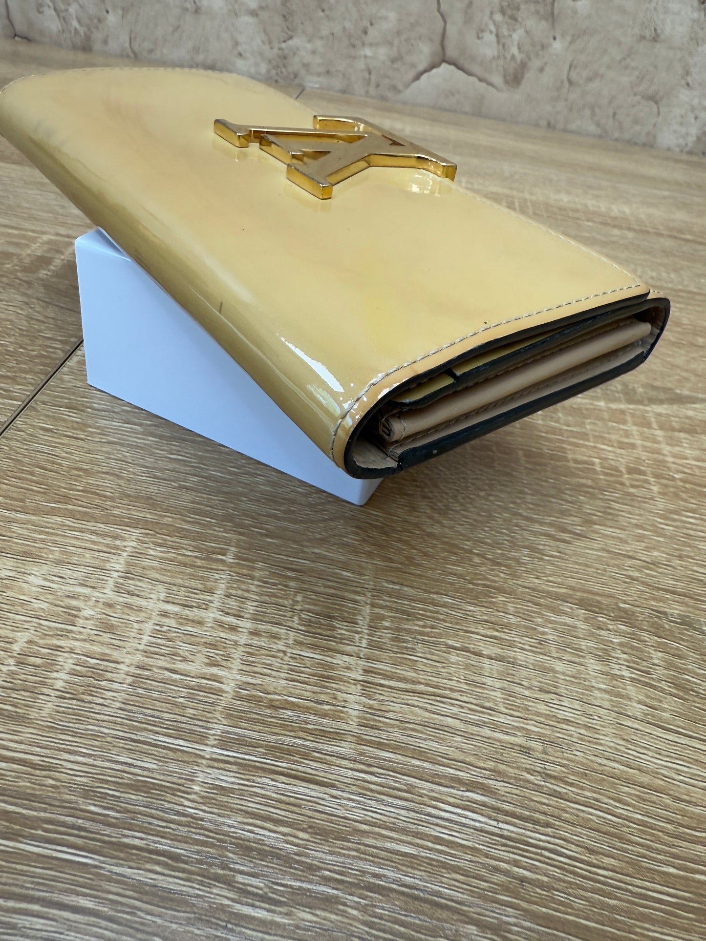 Louis Vuitton Beige Patent Leather Louis Long Wallet