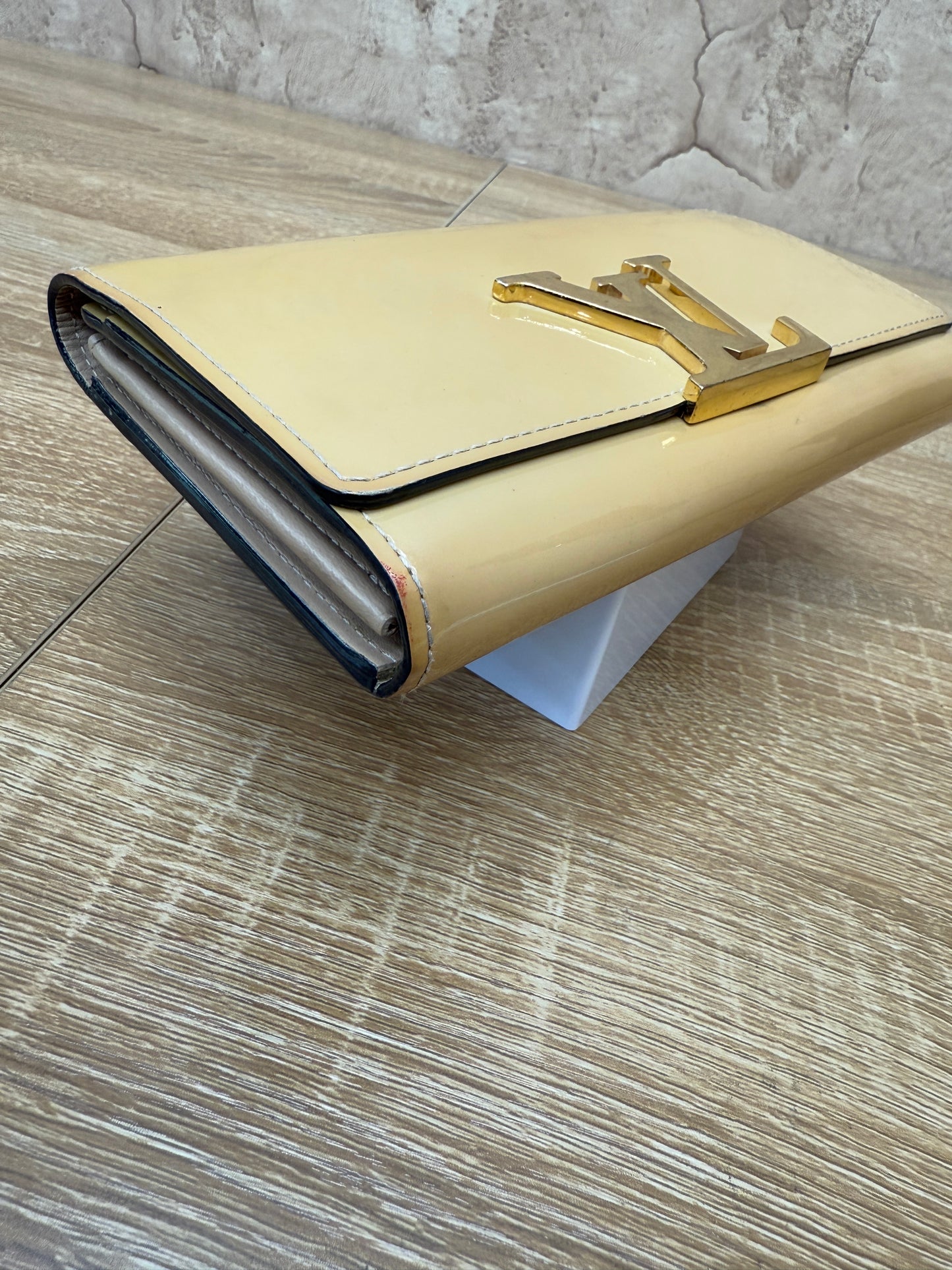 Louis Vuitton Beige Patent Leather Louis Long Wallet