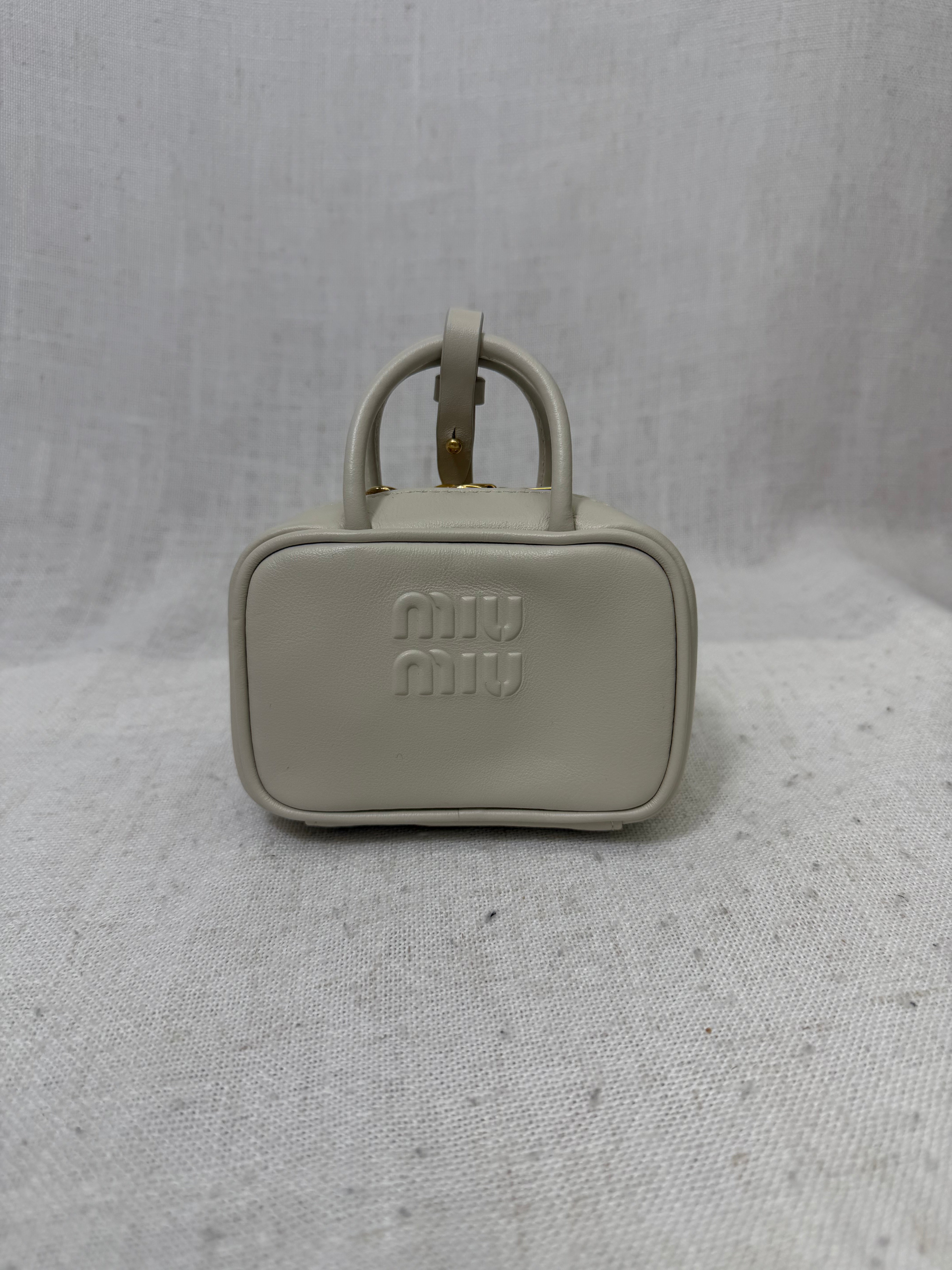 Miu Miu White Matelasse Leather Mini Bag Charm