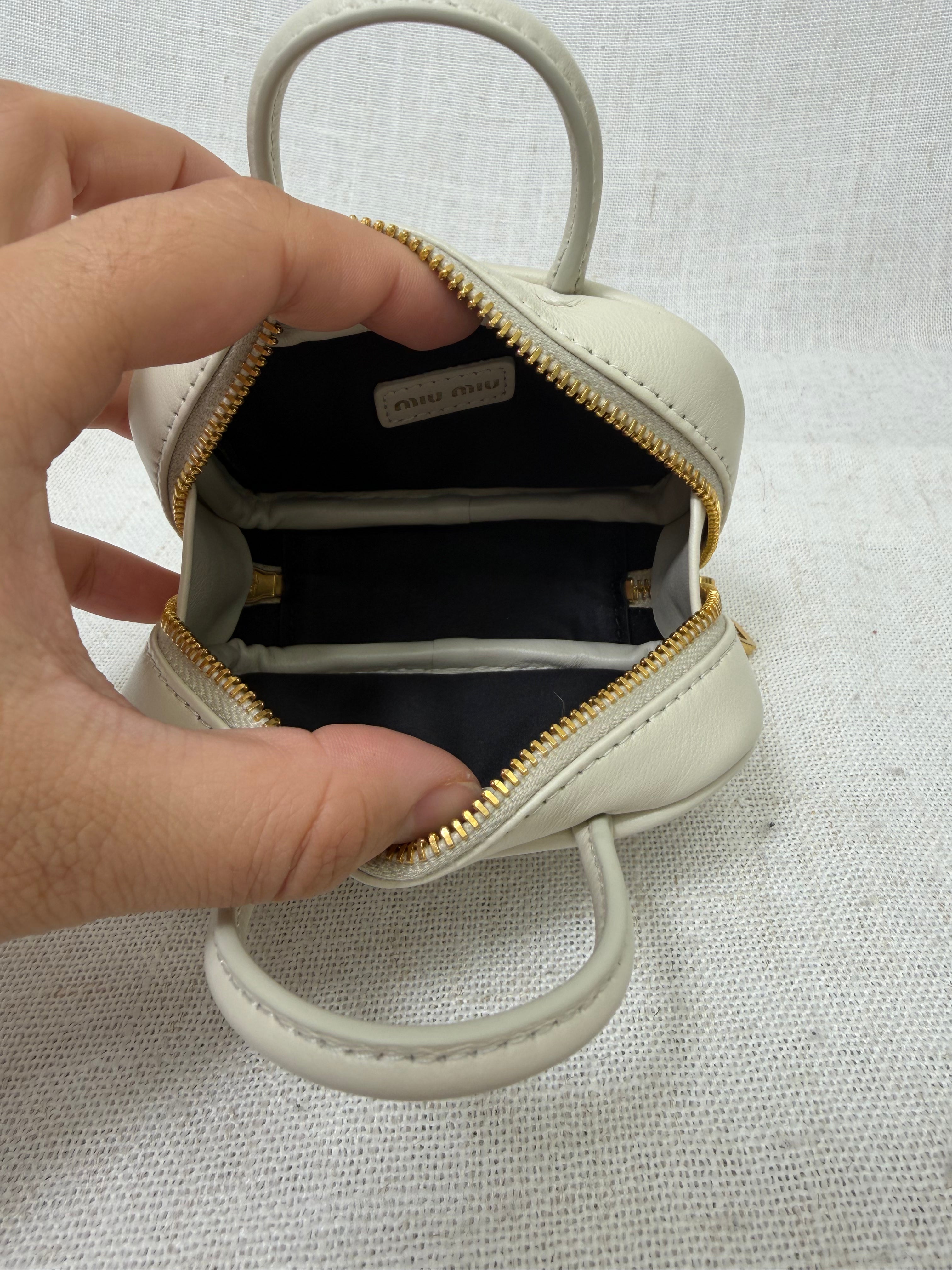 Miu Miu White Matelasse Leather Mini Bag Charm