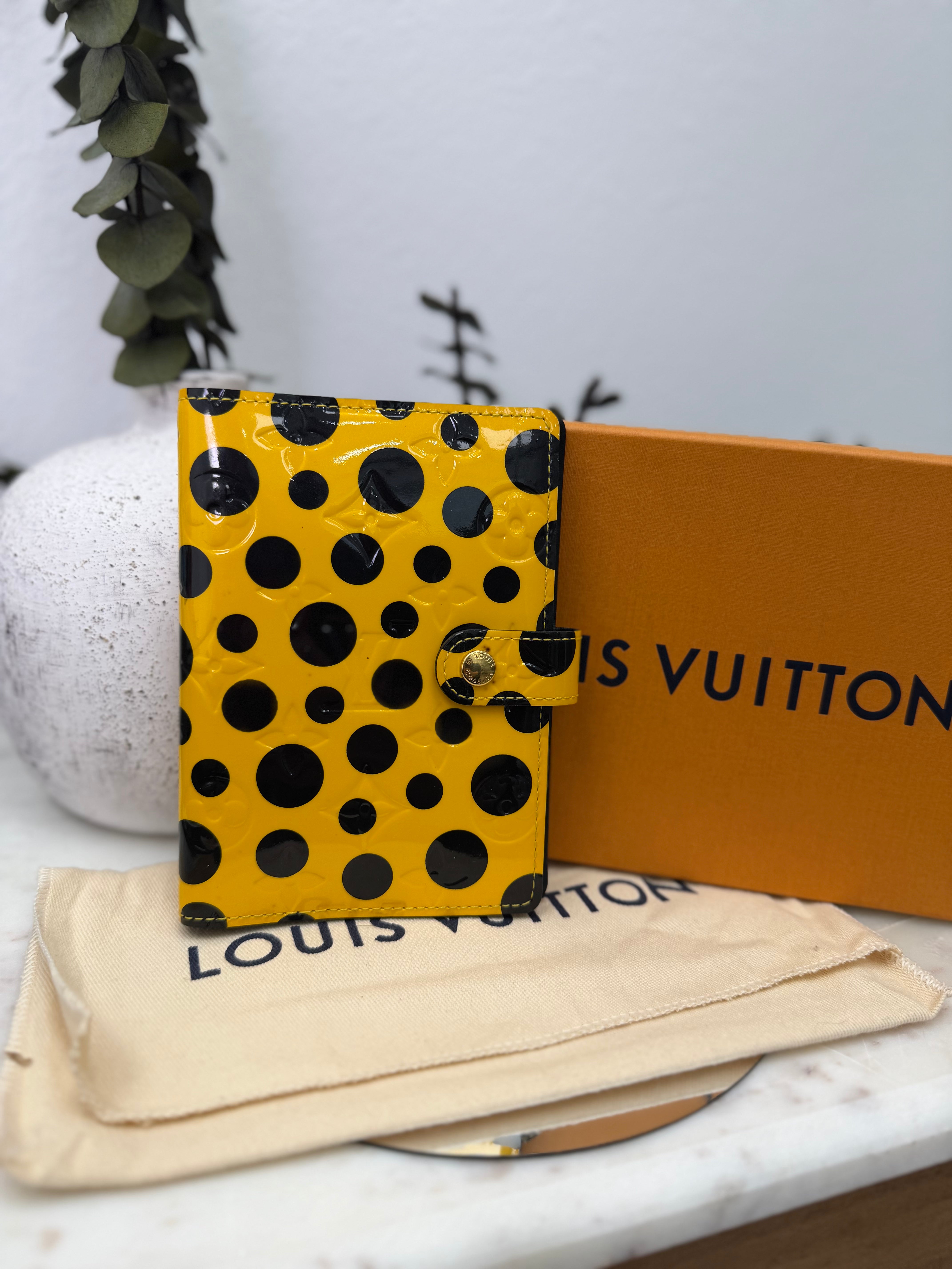 Louis Vuitton x Kusama Yellow & Black Infinity Dots Passport Agenda PM