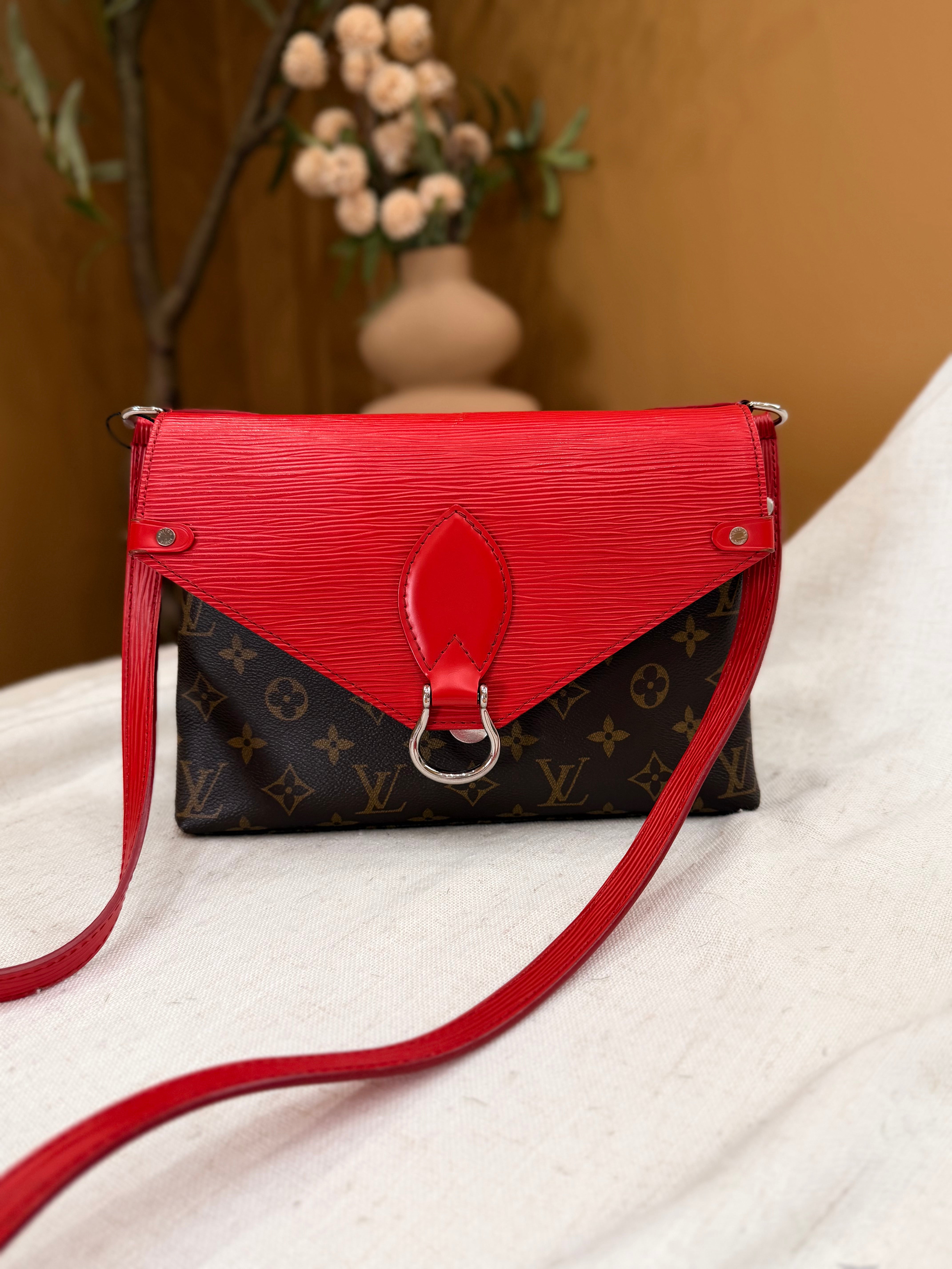 Louis Vuitton Monogram & Red Epi Saint Michel Shoulder Bag