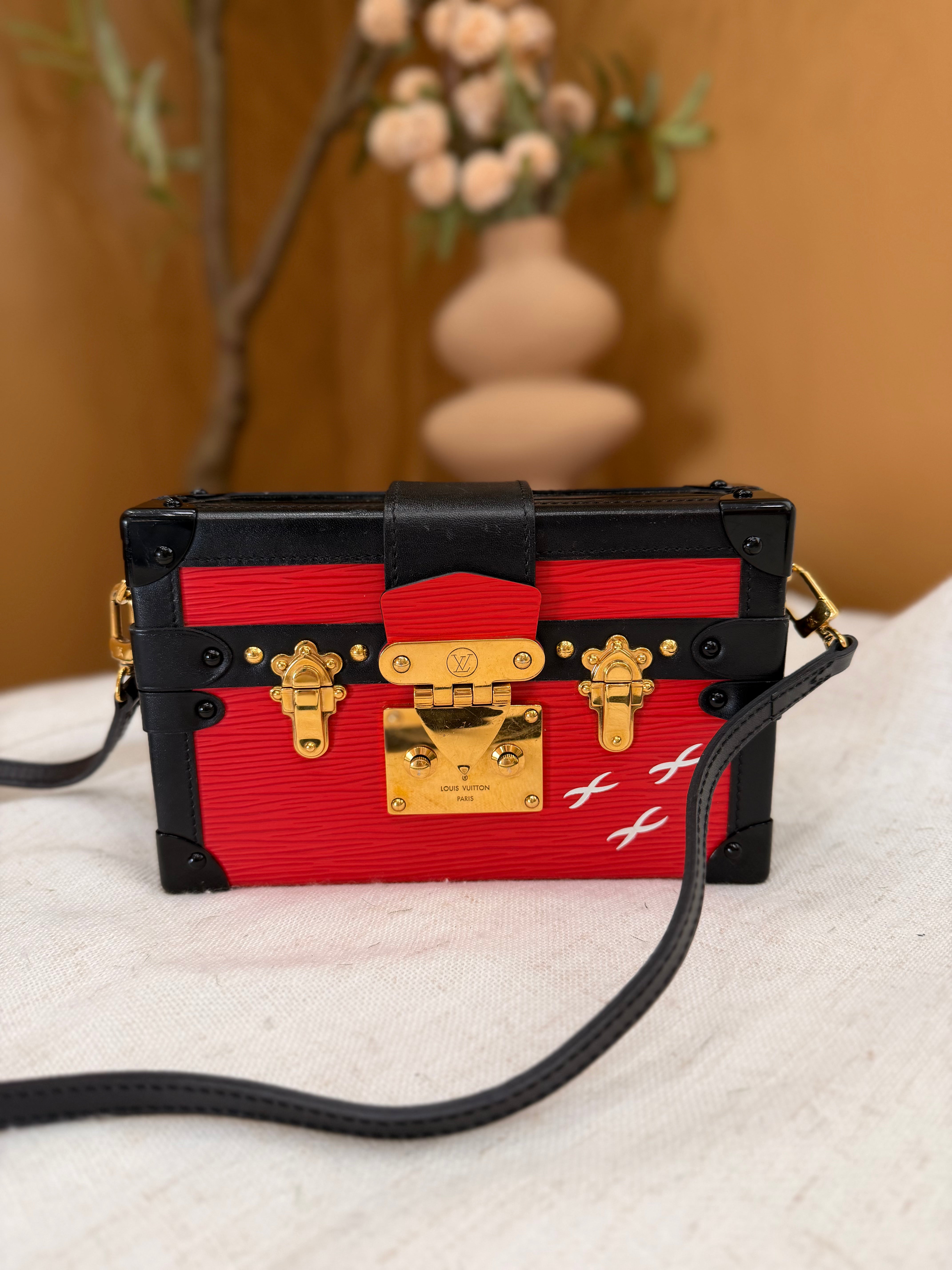 Louis Vuitton Red Epi Petite Malle Trunk Bag