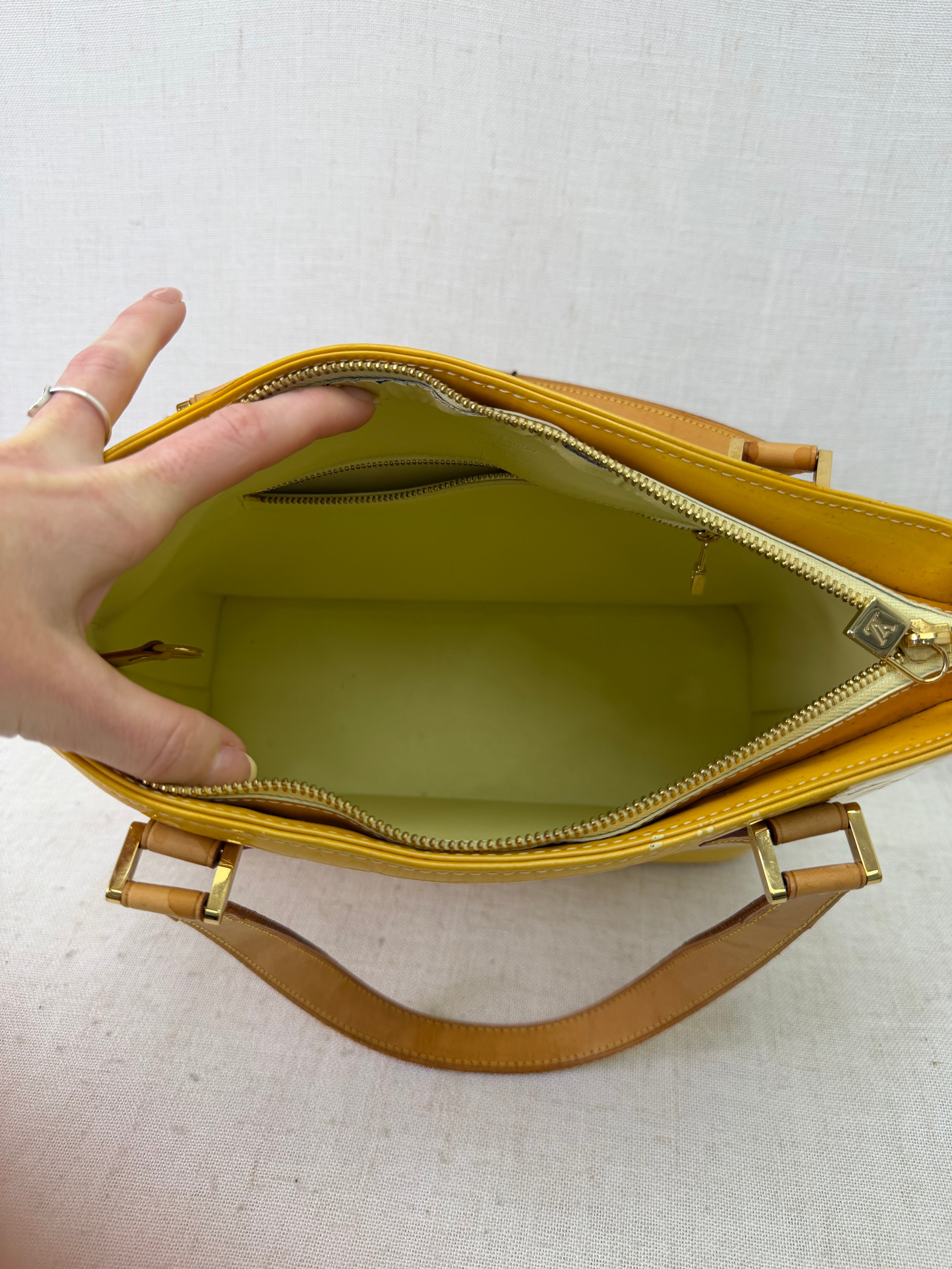 Louis Vuitton Yellow Vernis Houston Shoulder Tote