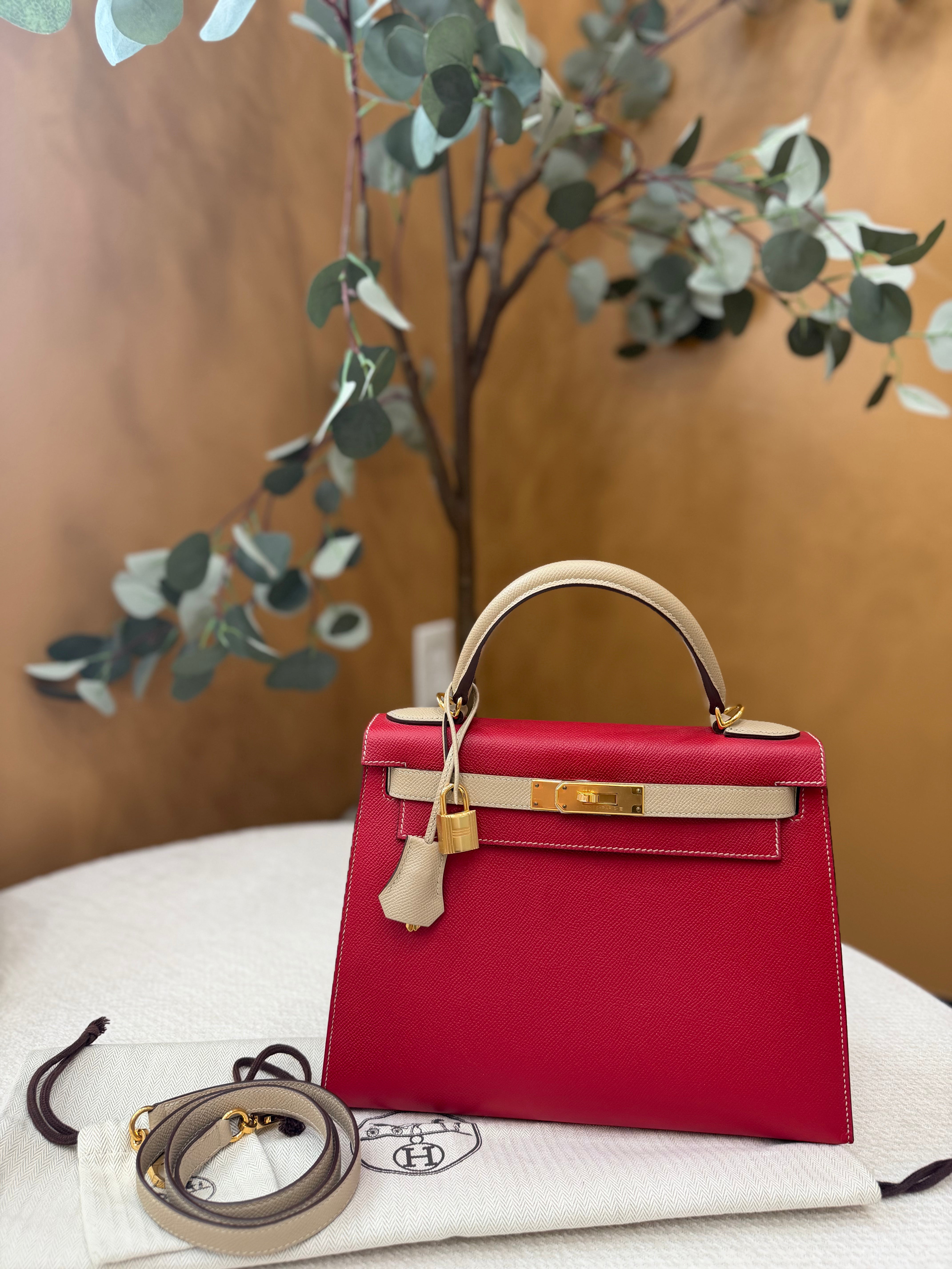 BRAND NEW - Hermes Rouge De Coeur Epsom Leather HSS Kelly 25 Sellier Handbag