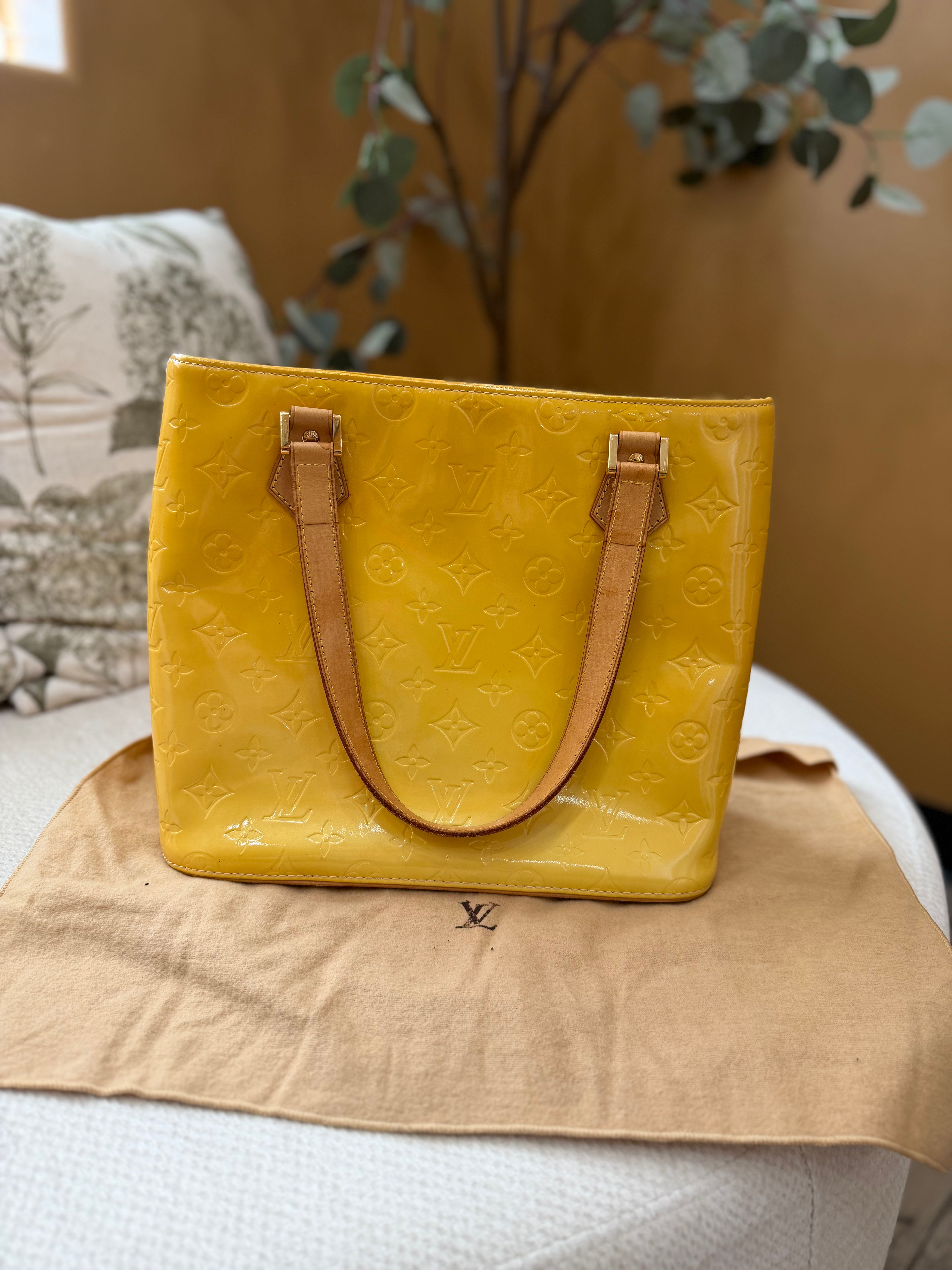 Louis Vuitton Yellow Vernis Houston Shoulder Tote