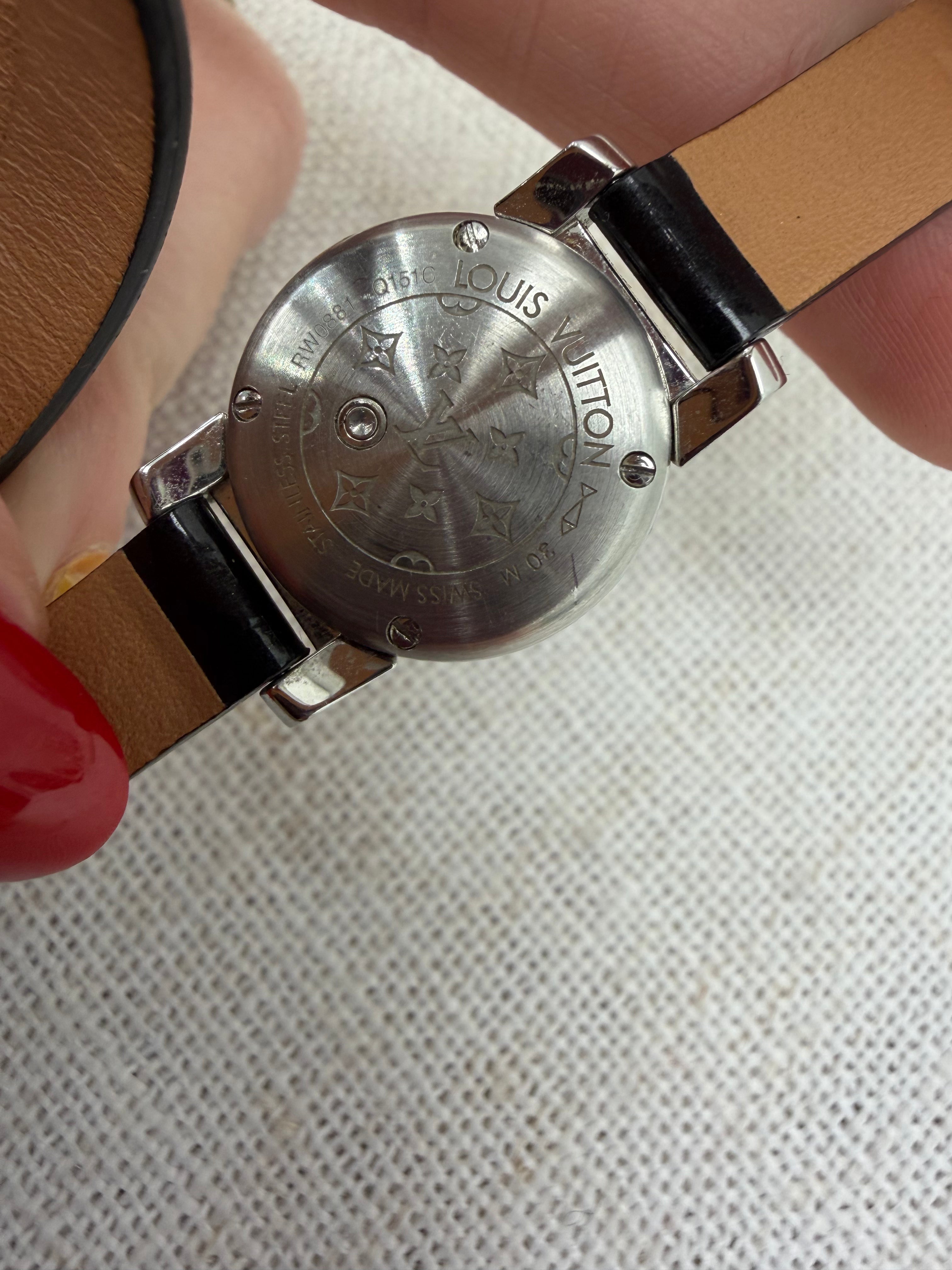Louis Vuitton Black Vernis Tambour Wrap Around Watch