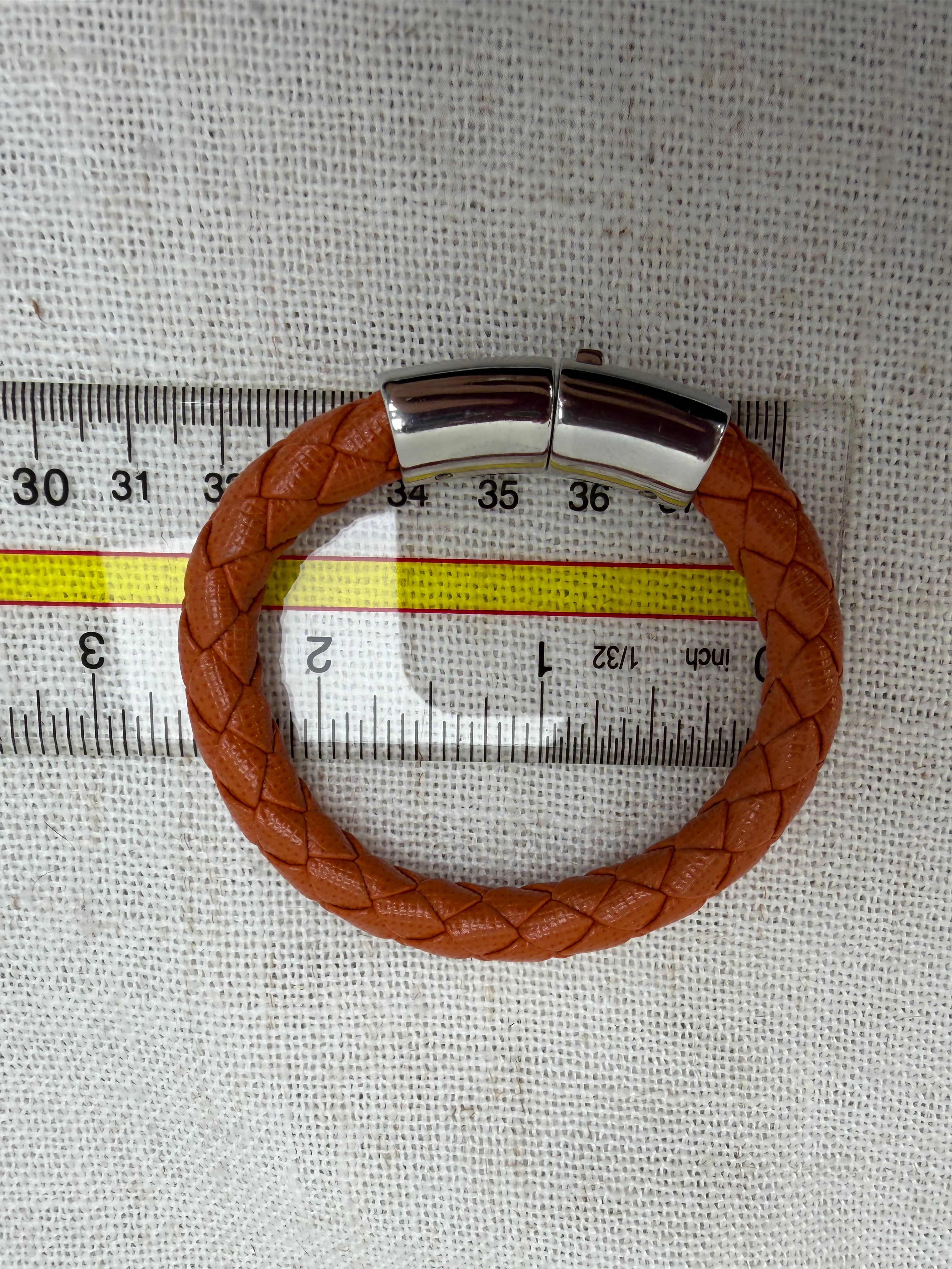 Prada Orange Braided Orange Leather Bracelet