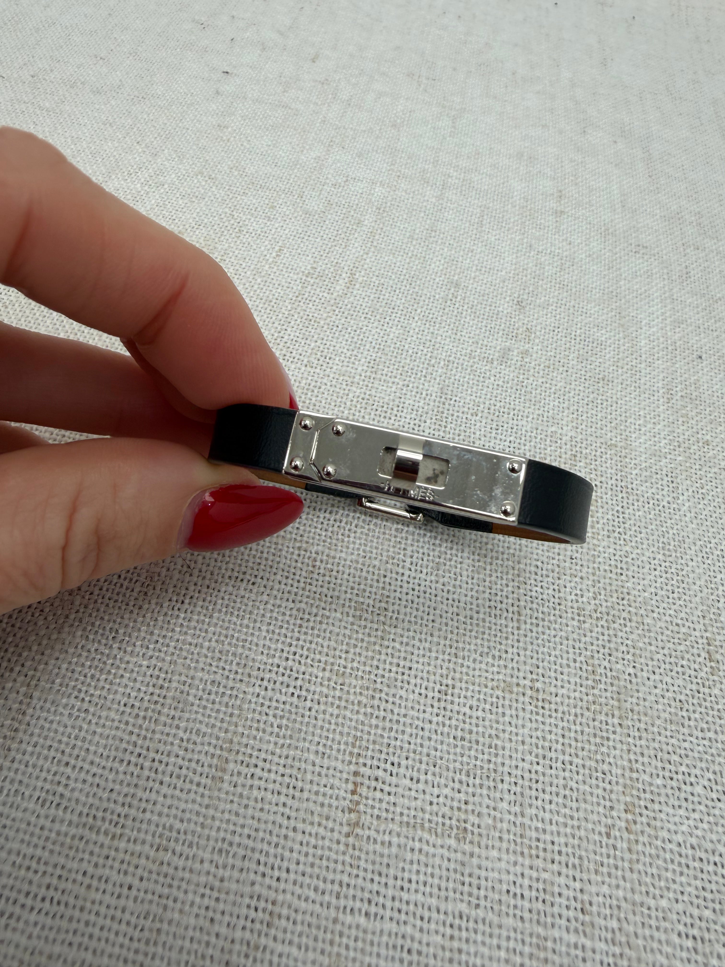 Hermes Vintage Black Leather Micro Kelly Bracelet