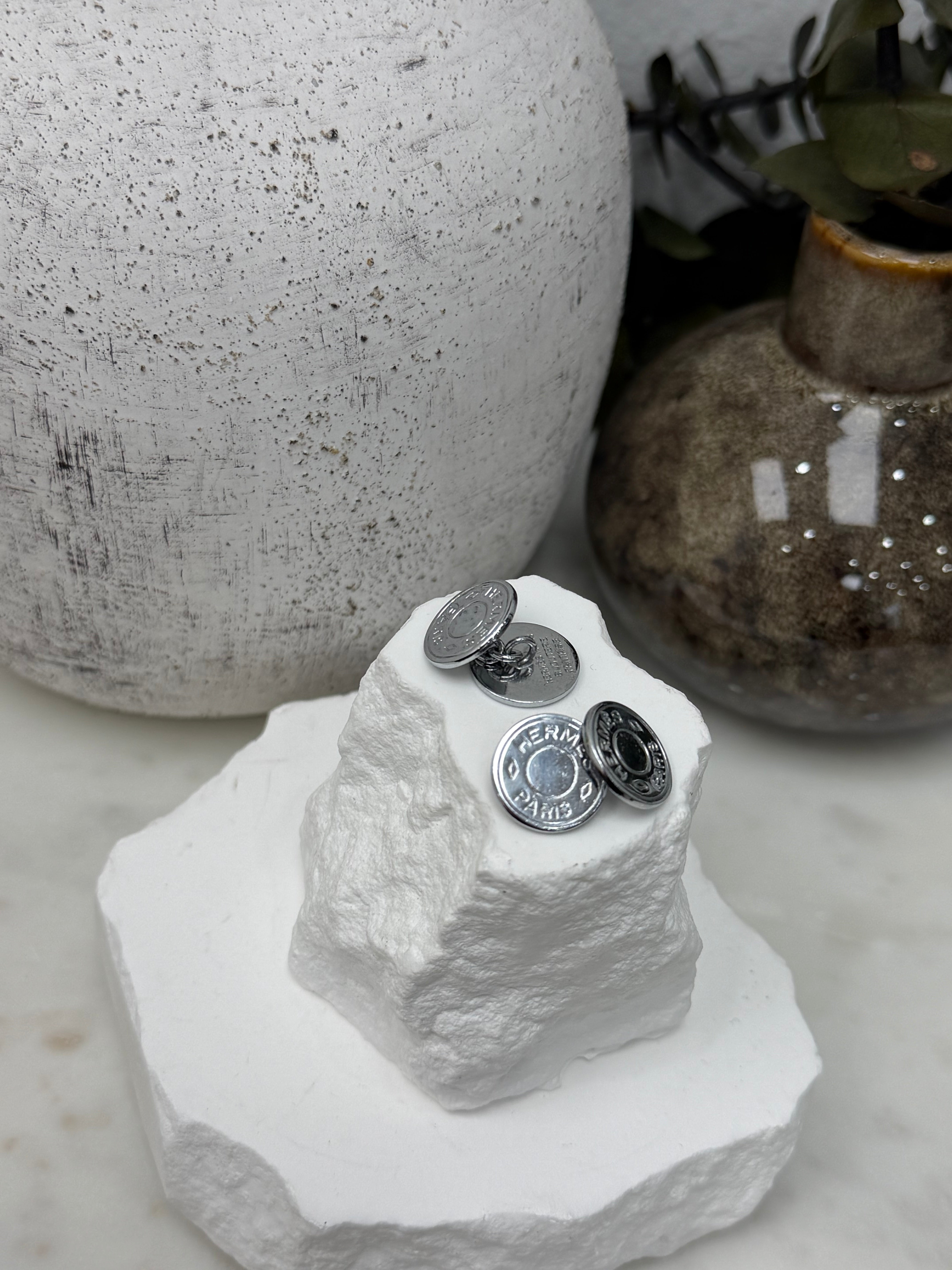 Hermes Vintage Silver Coin & Chain Cufflinks