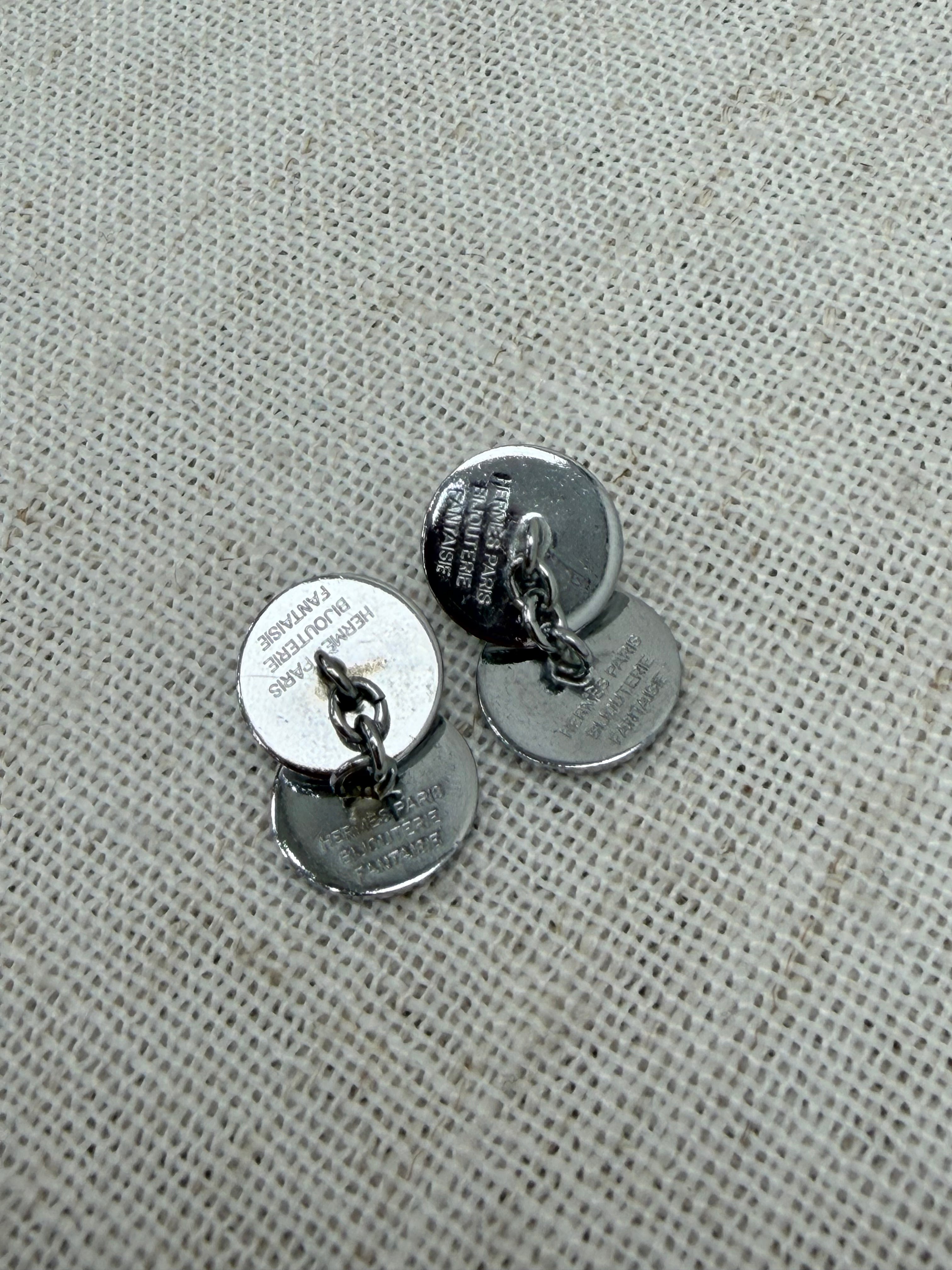 Hermes Vintage Silver Coin & Chain Cufflinks