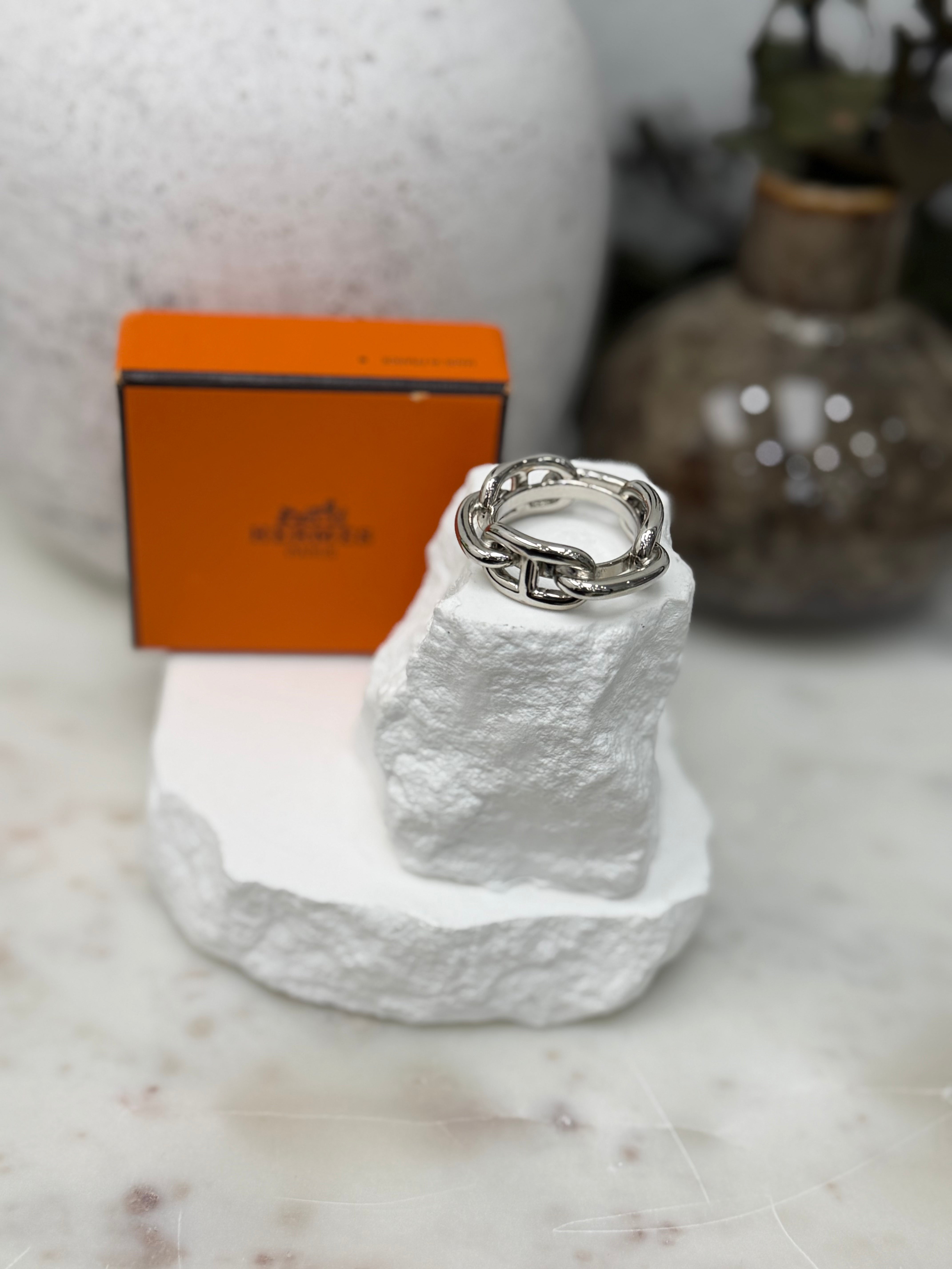 Hermes Silver Chain Link Scarf Ring