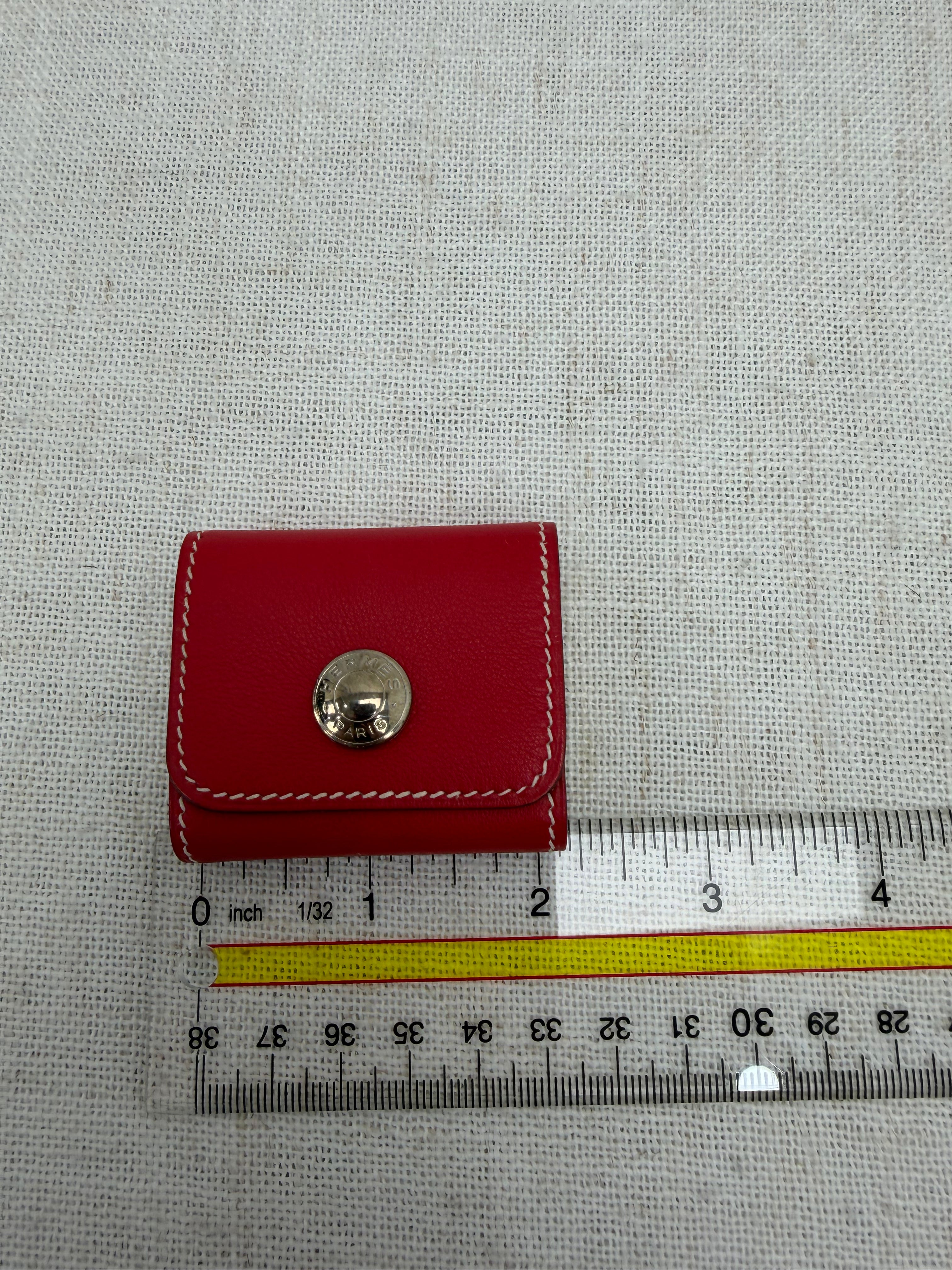 Hermes Red Leather Mini Post-It Note Holder
