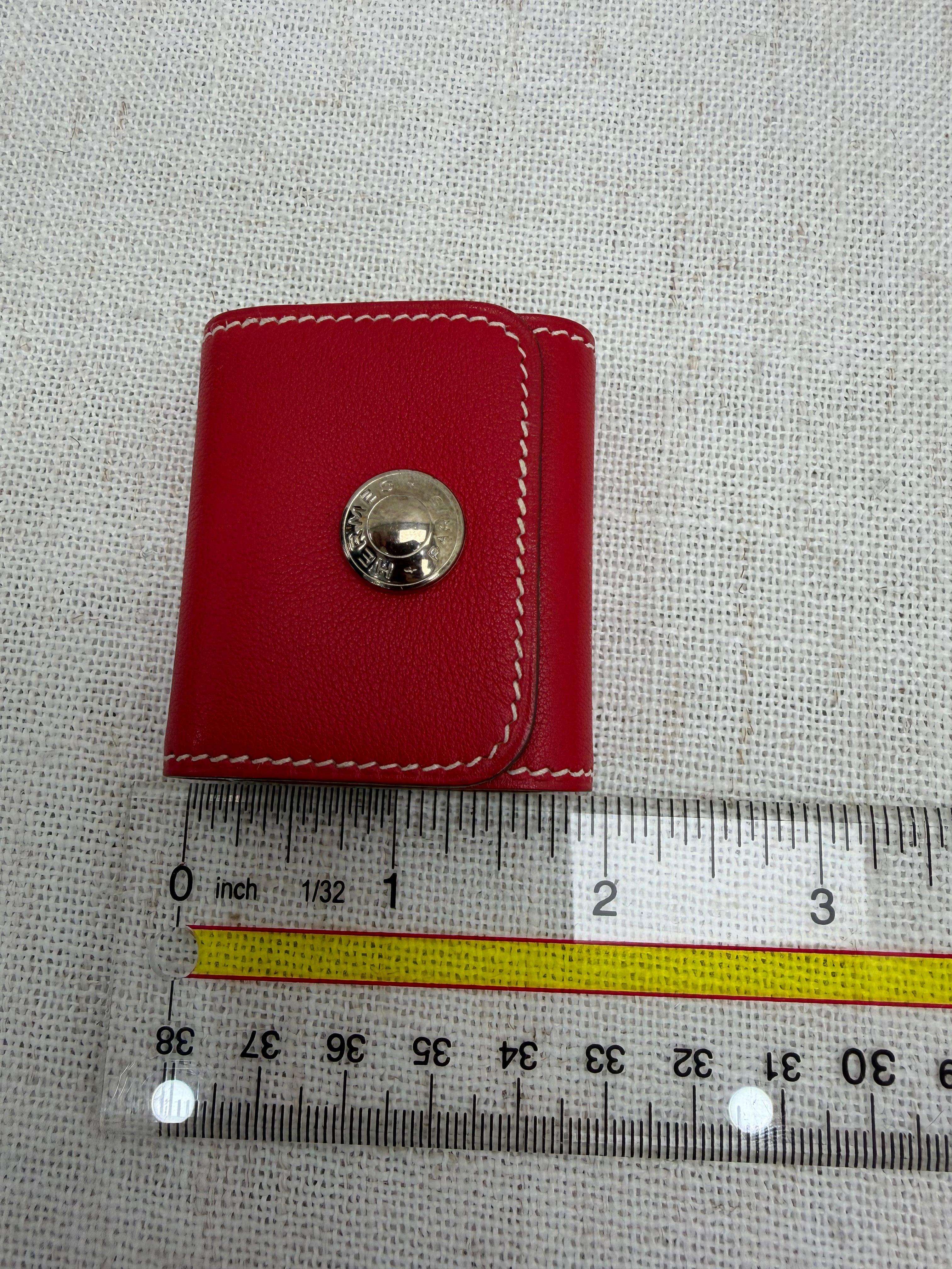 Hermes Red Leather Mini Post-It Note Holder