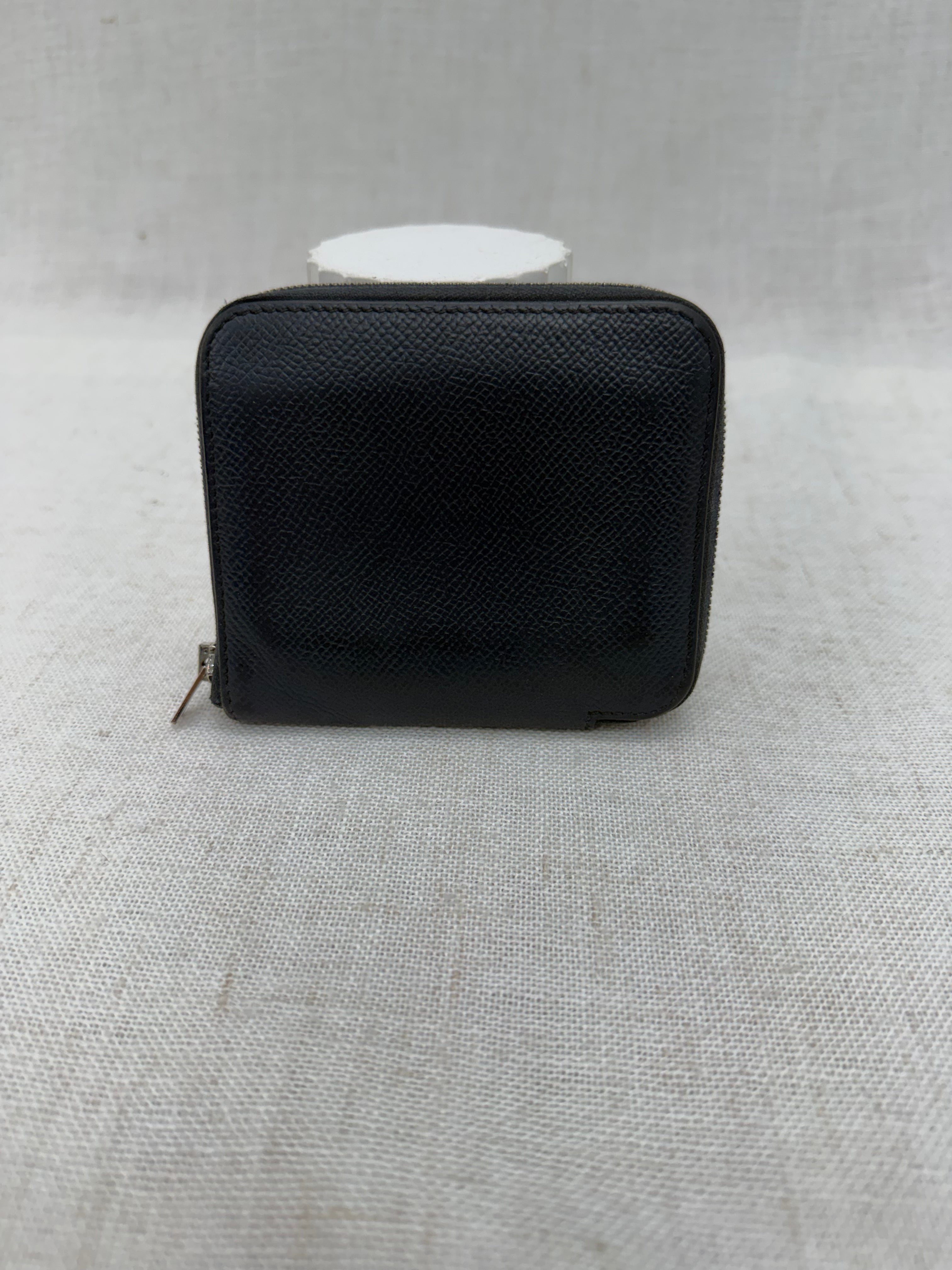 Hermes Navy Blue Epsom Azap Compact Silk In Compact Zip Wallet