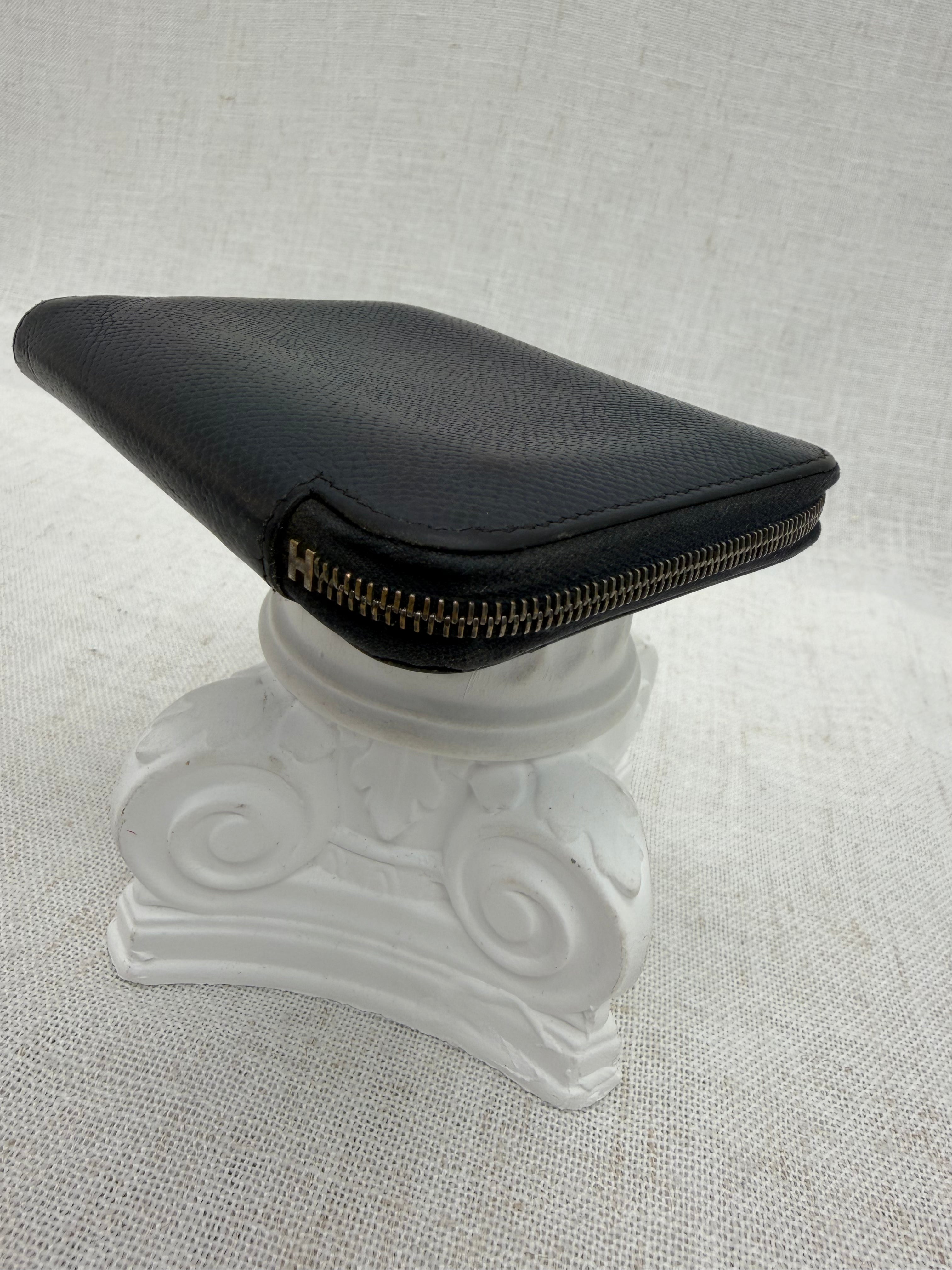 Hermes Navy Blue Epsom Azap Compact Silk In Compact Zip Wallet