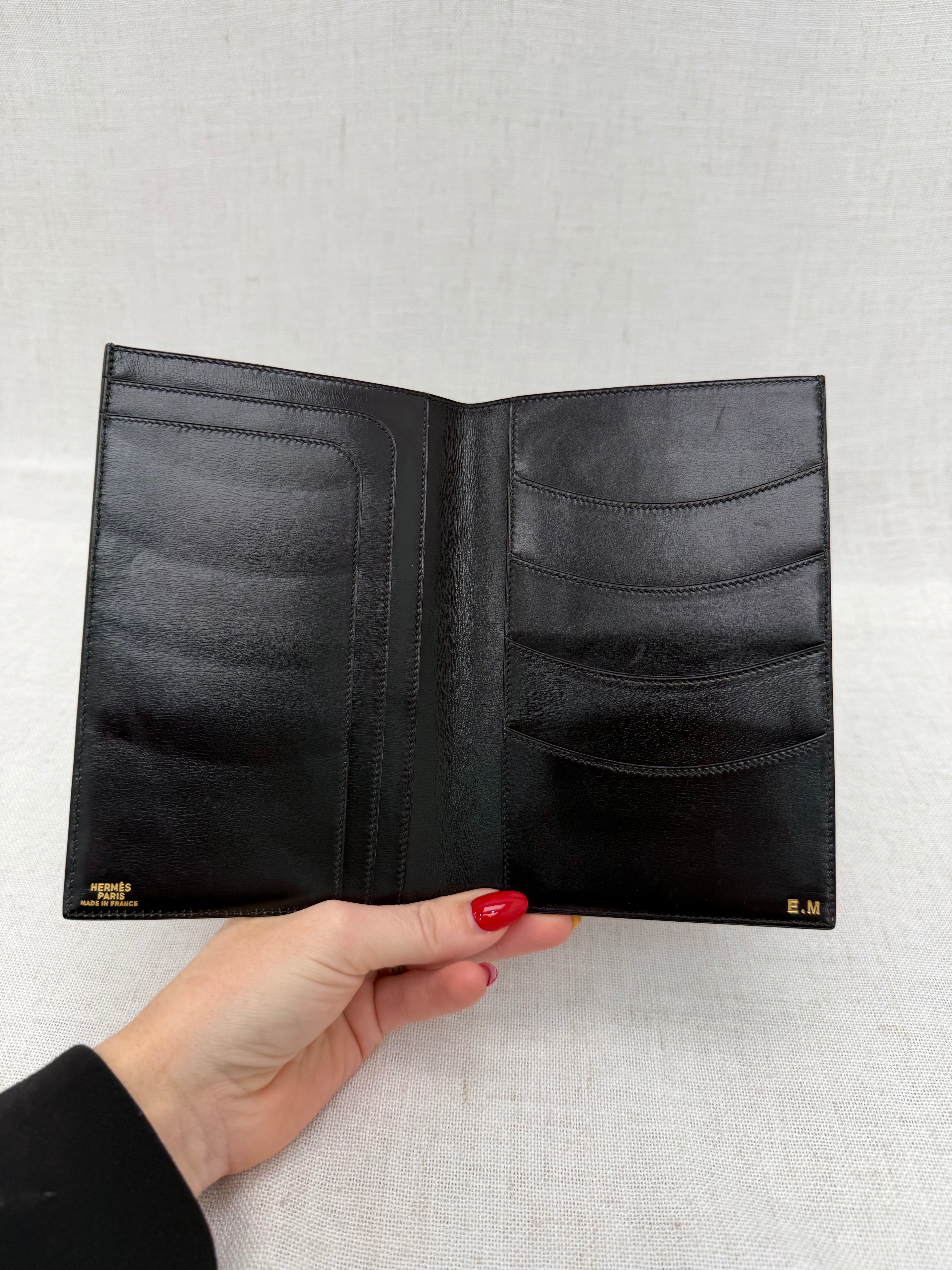 Hermes Black Leather Passport Holder
