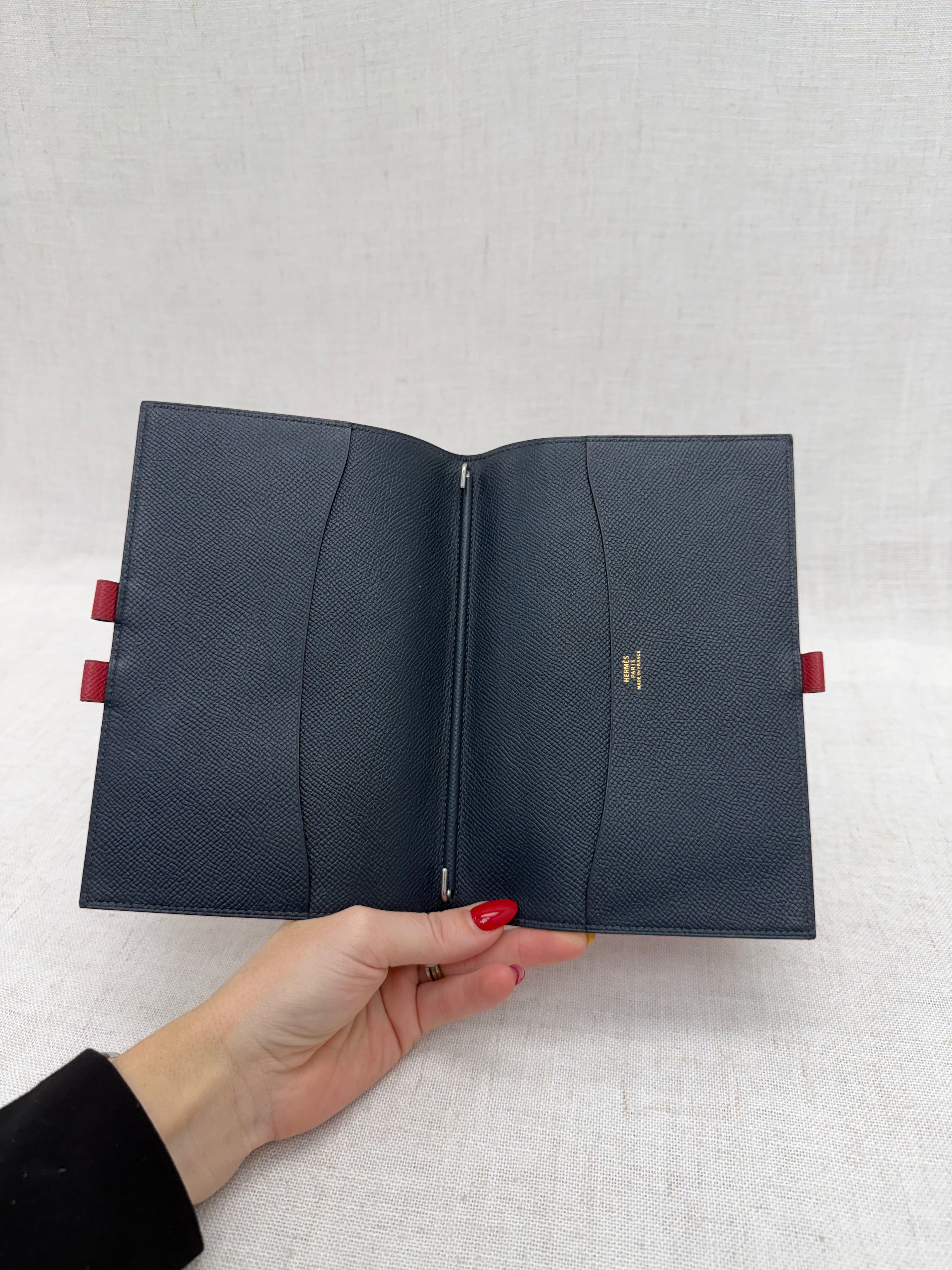 Hermes Red & Navy Leather Notebook Cover