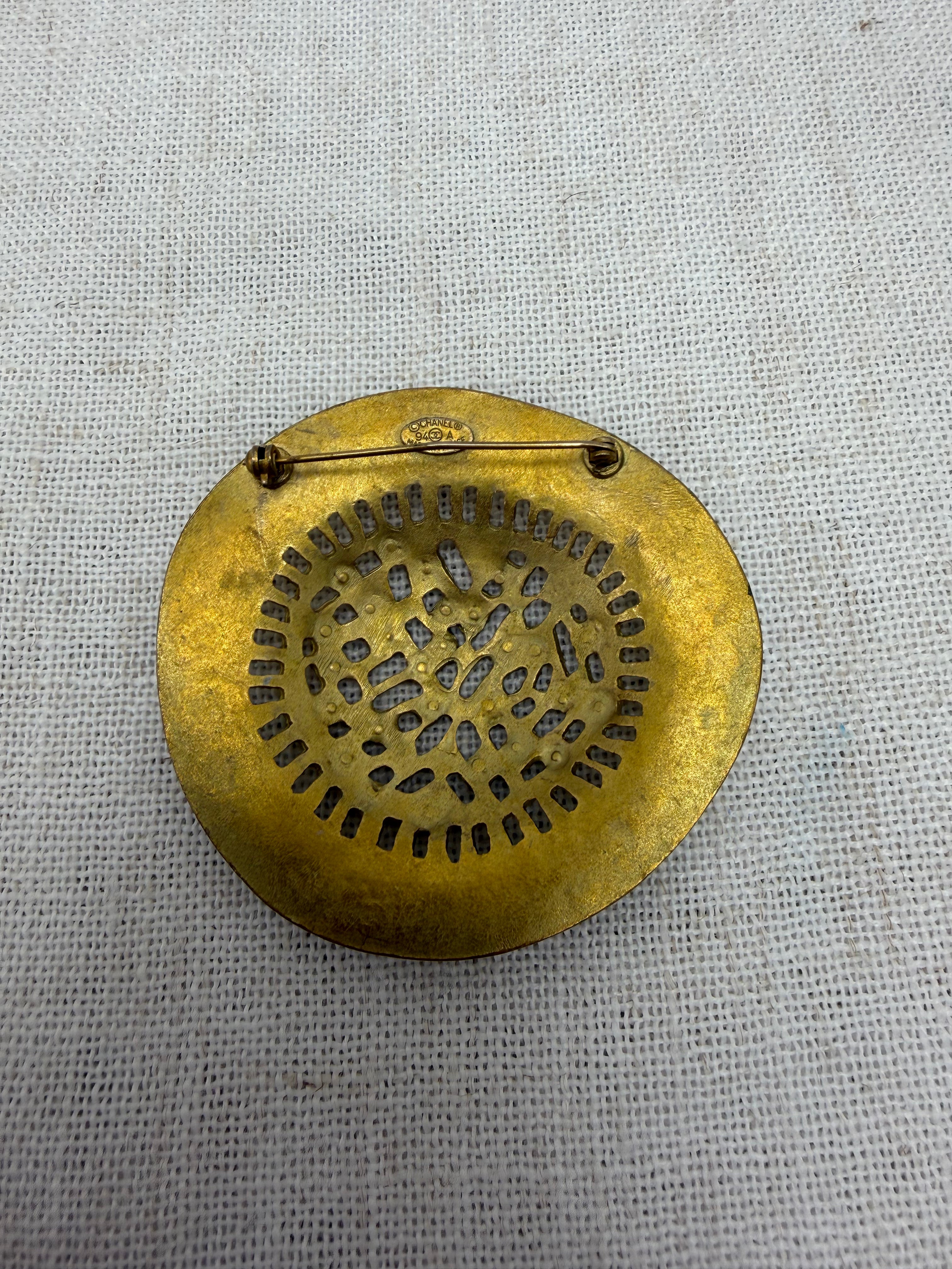 Chanel Vintage Gold Tone XL Brooch