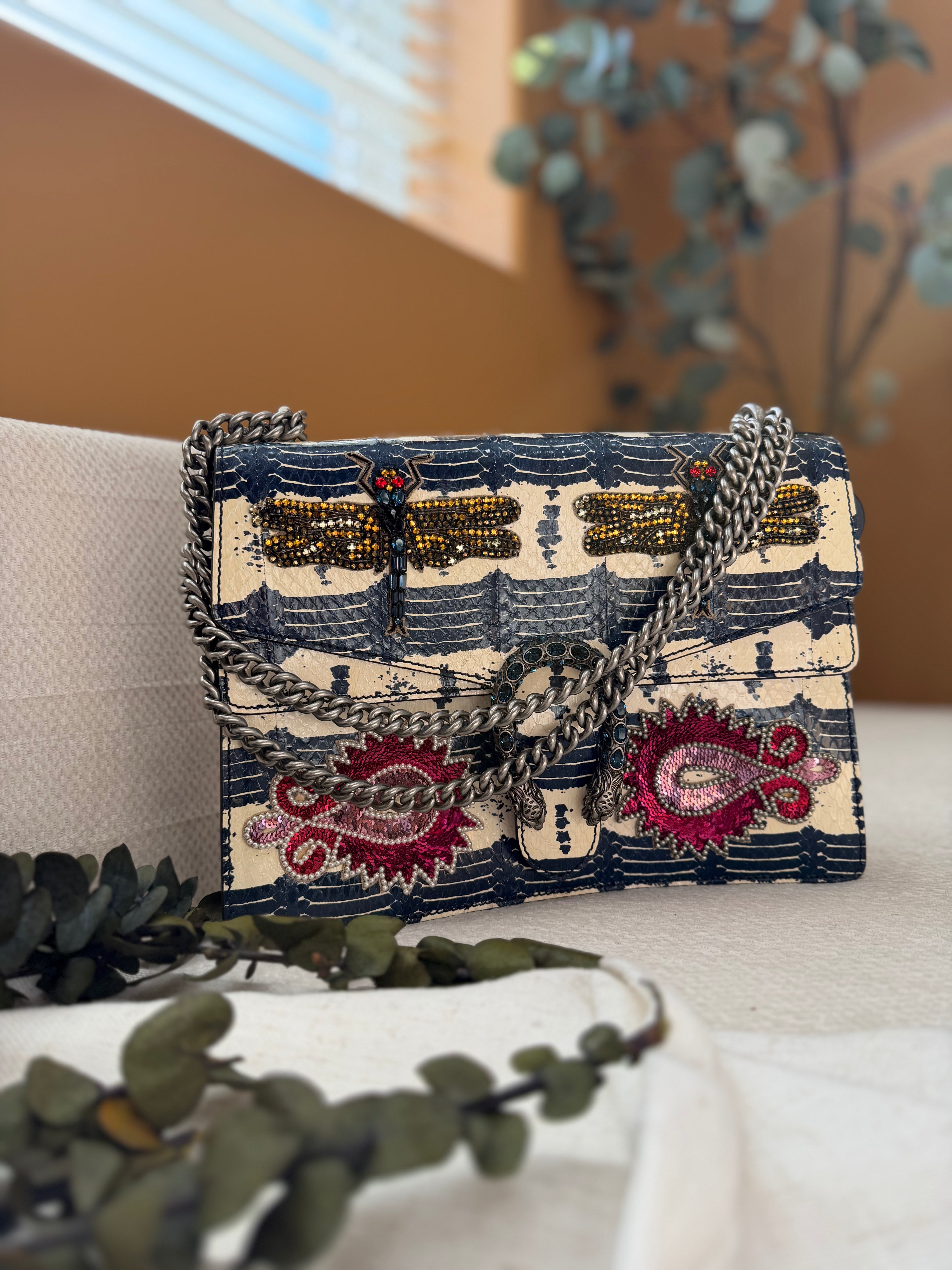 *DONS PRE-DROP* Gucci Multicolor Snakeskin Medium Dragonfly Dionysus Bag