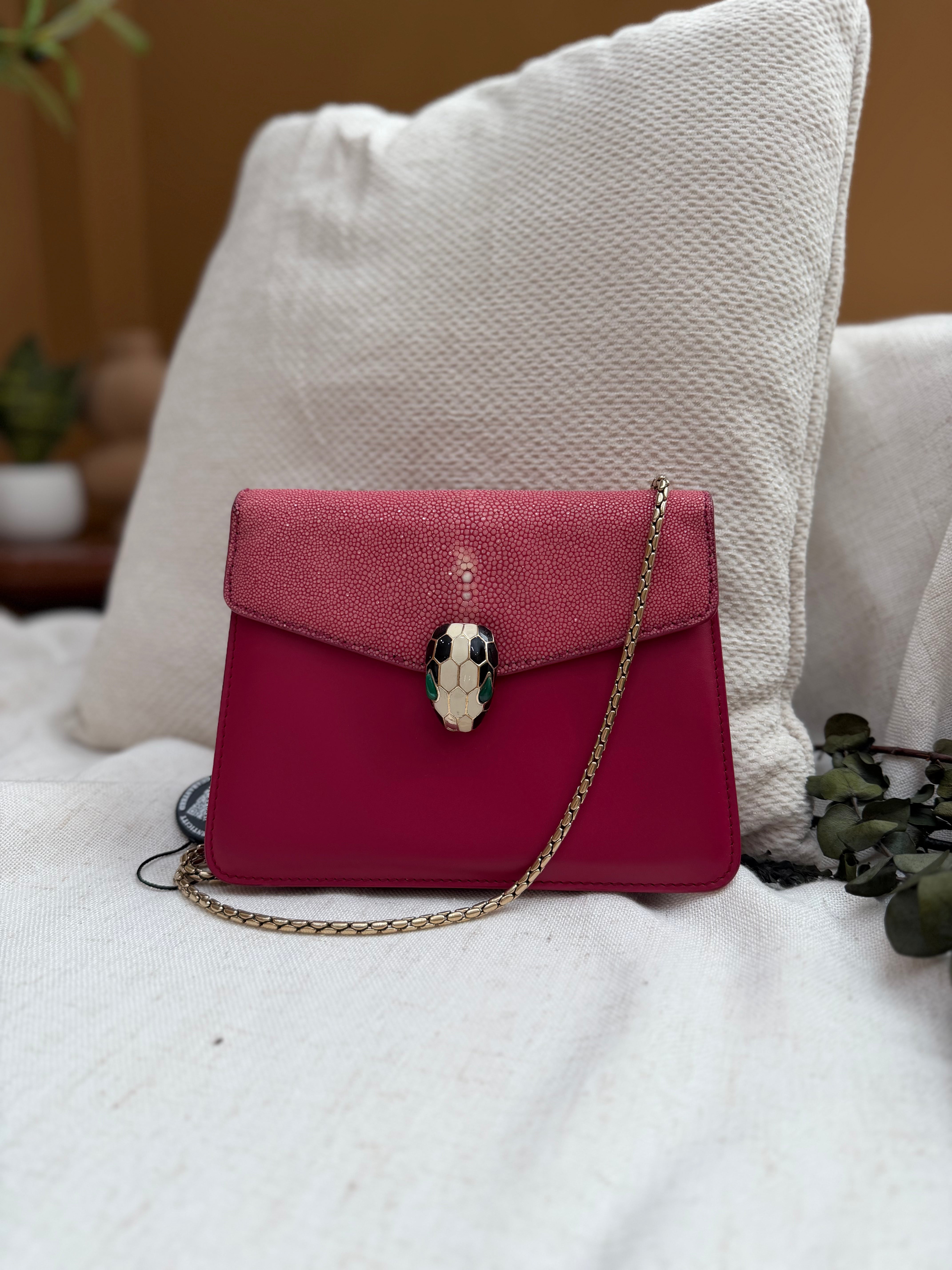 *DONS PRE-DROP* Bvlgari Pink Stingray Flap Leather Serpenti Forever Shoulder Bag