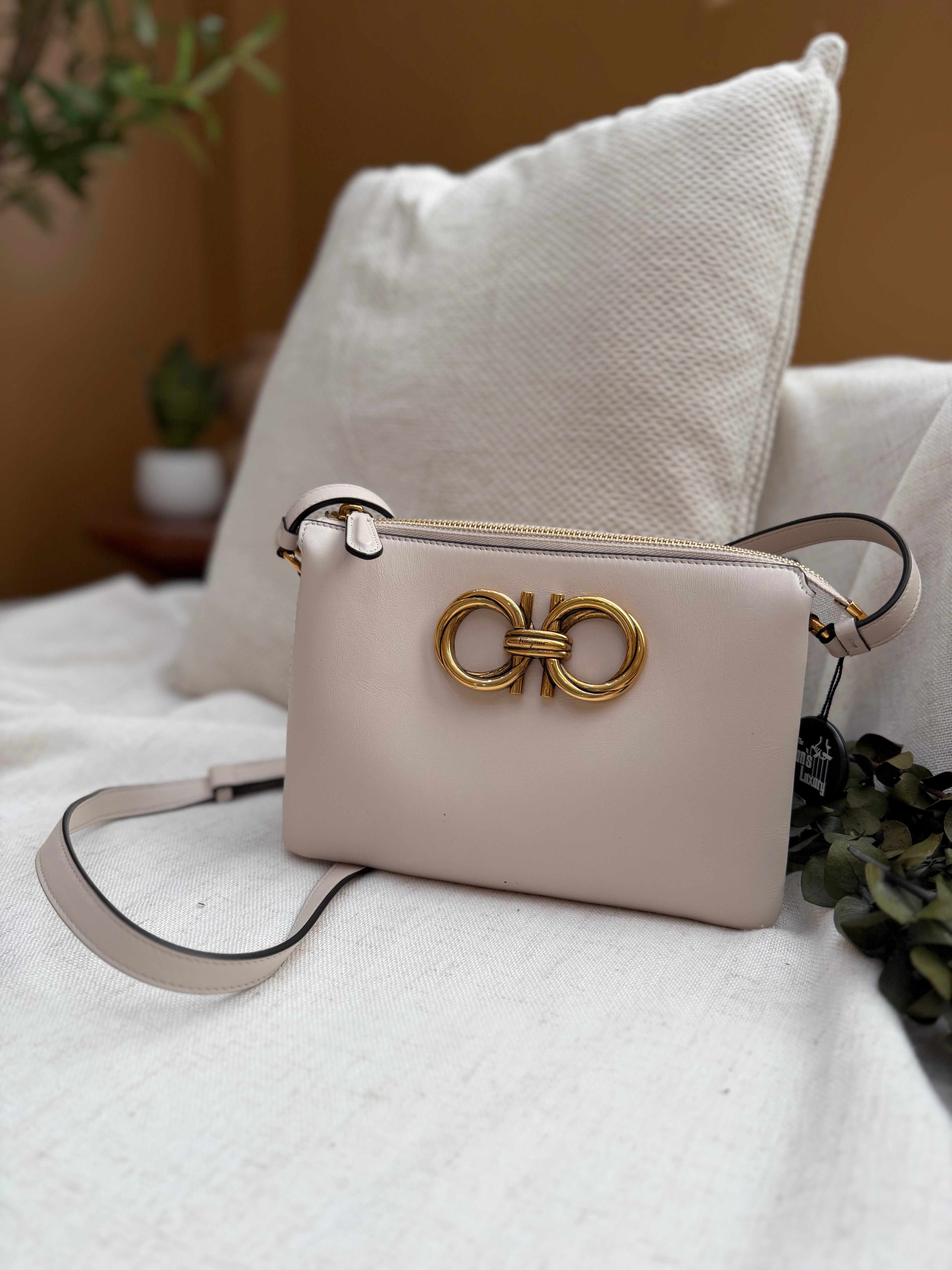 *DONS PRE-DROP* Salvatore Ferragamo Ivory Leather Mini Trapezio Shoulder Bag