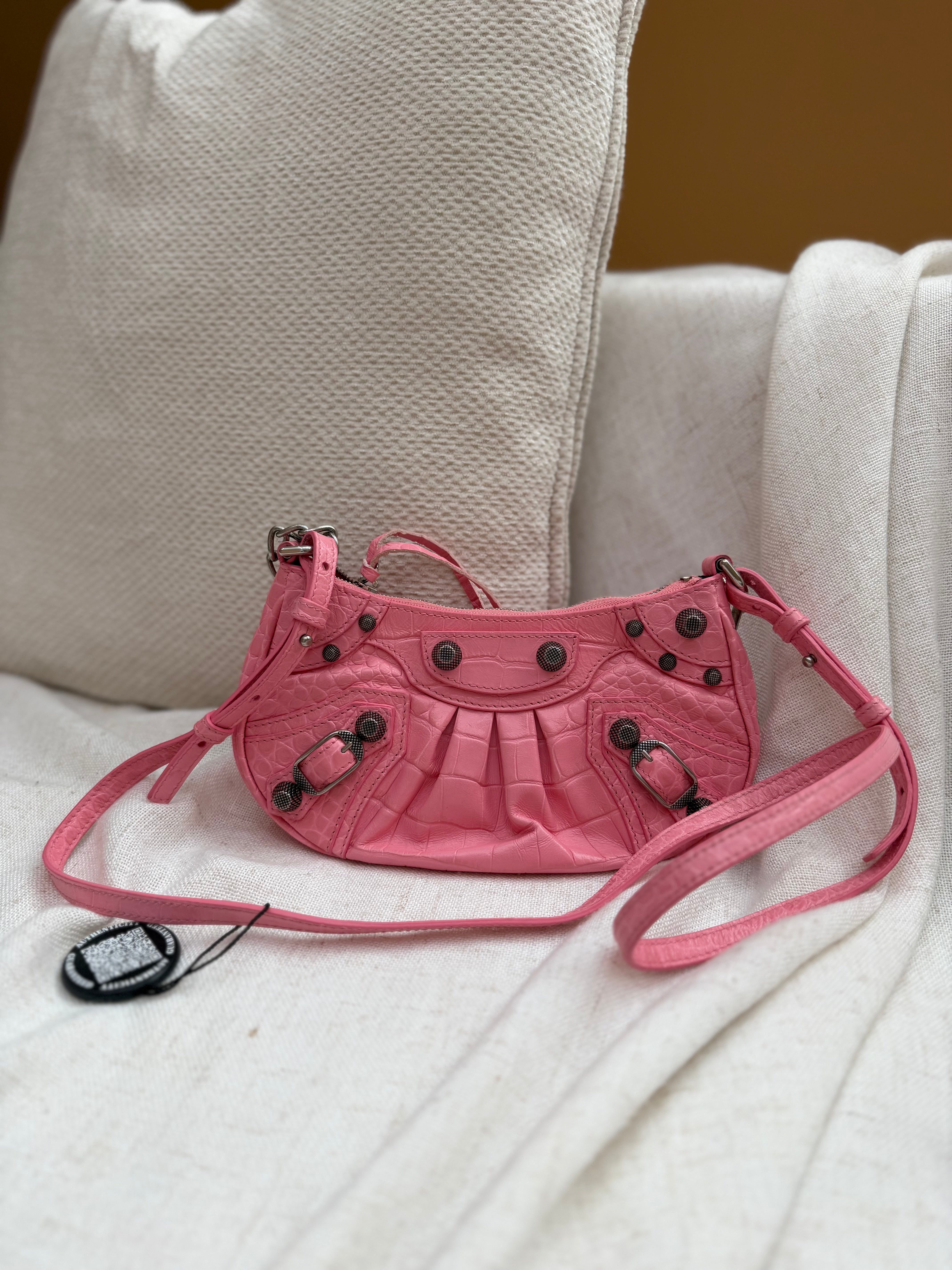 *DONS PRE-DROP* BRAND NEW- Balenciaga Pink Croc Embossed Le Cagole Crossbody Bag