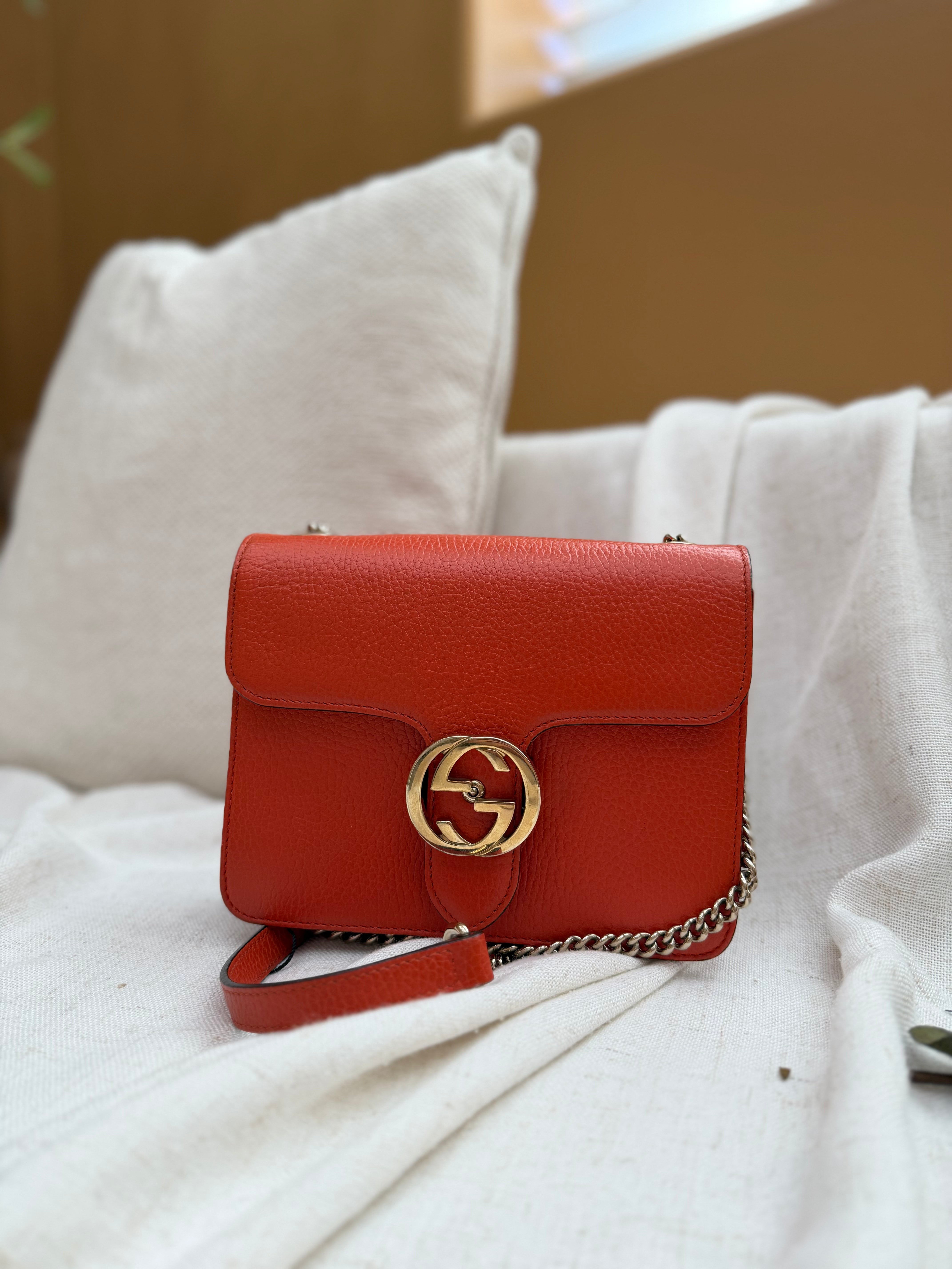 *DONS PRE-DROP* Gucci Orange Leather Interlocking G Crossbody Bag