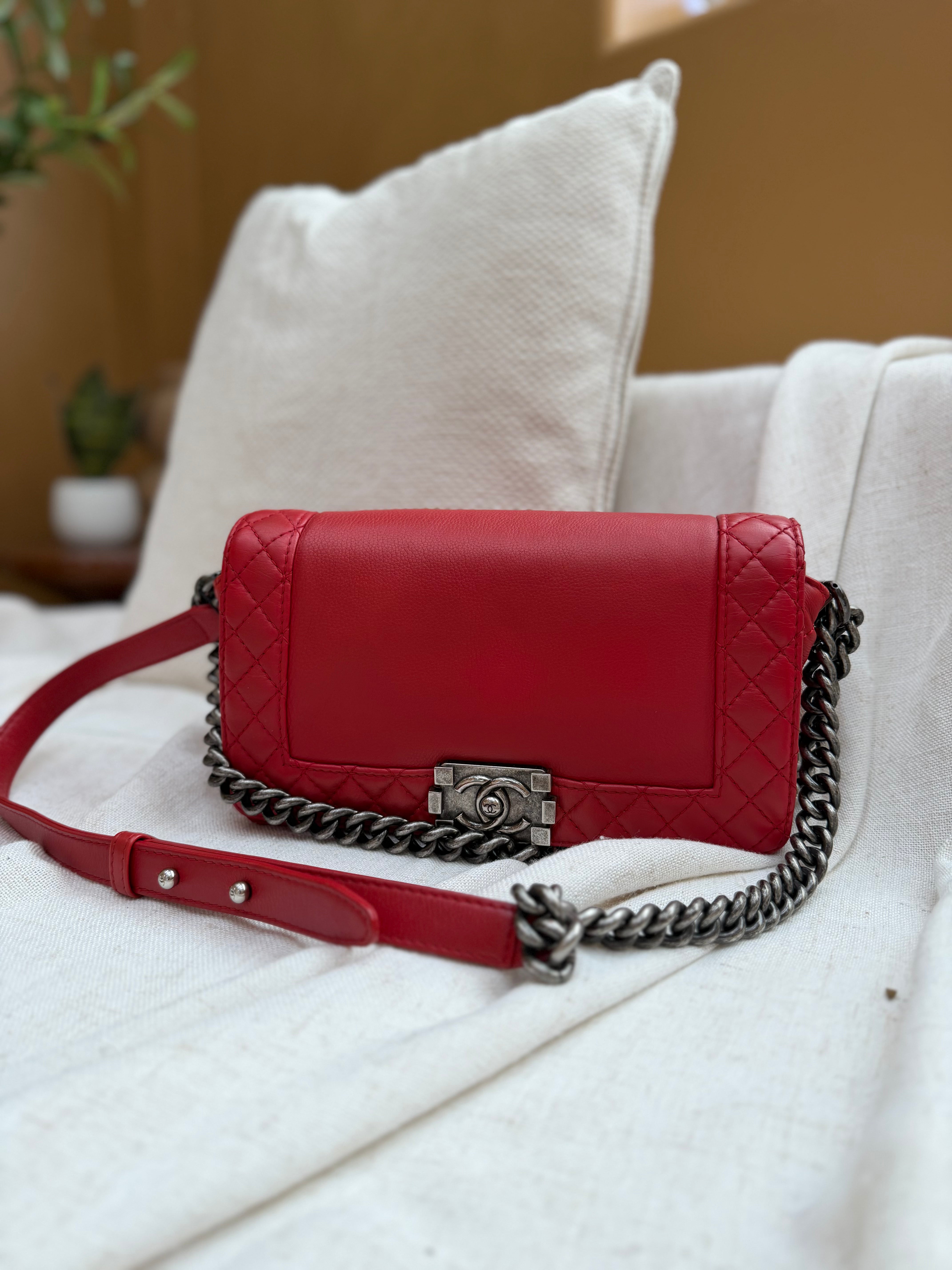 *DONS PRE-DROP* Chanel Red Quilted Lambskin Reverso Medium Boy Bag
