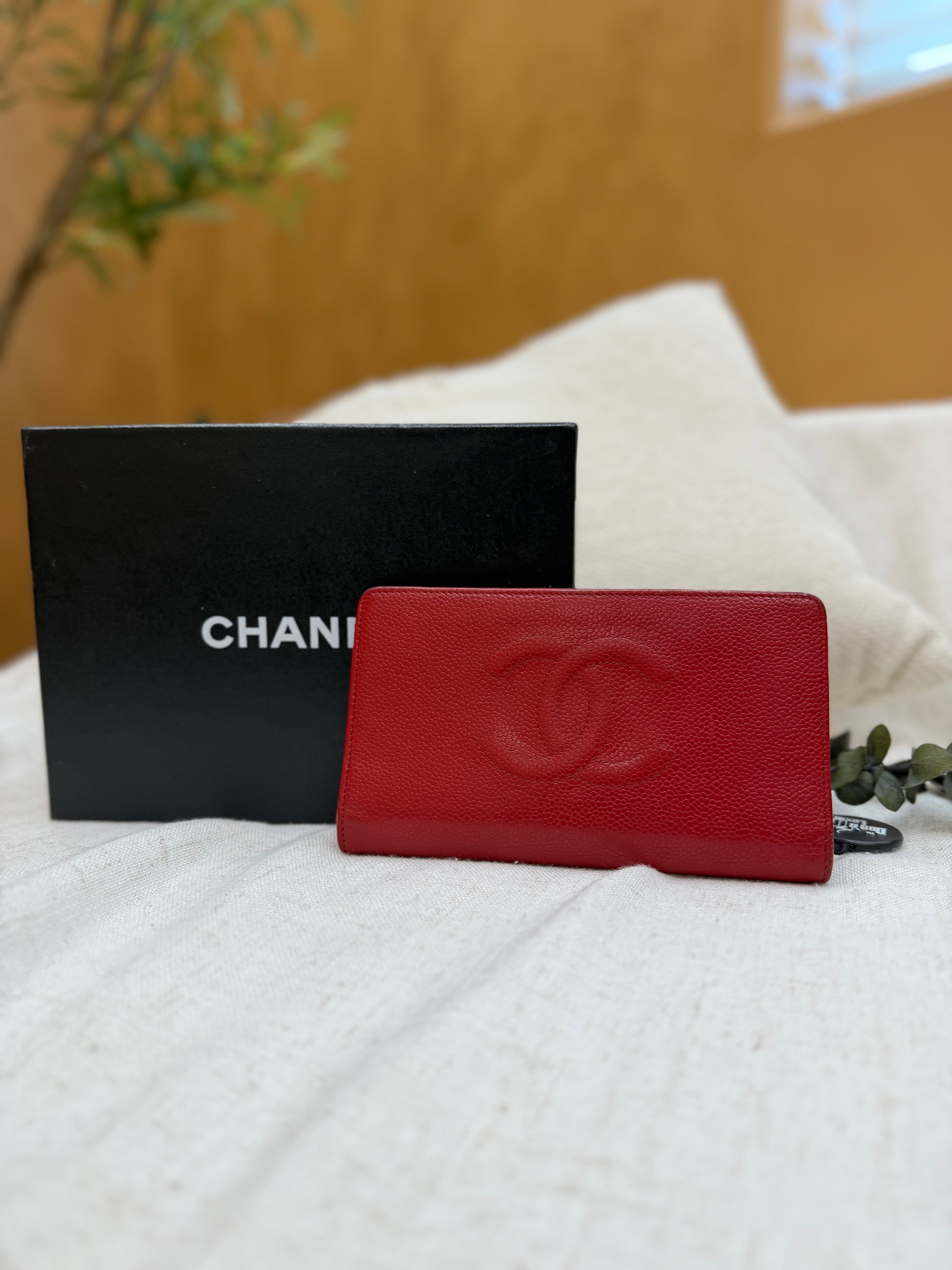 *DONS PRE-DROP* Chanel Red Caviar Leather Yen Long Wallet
