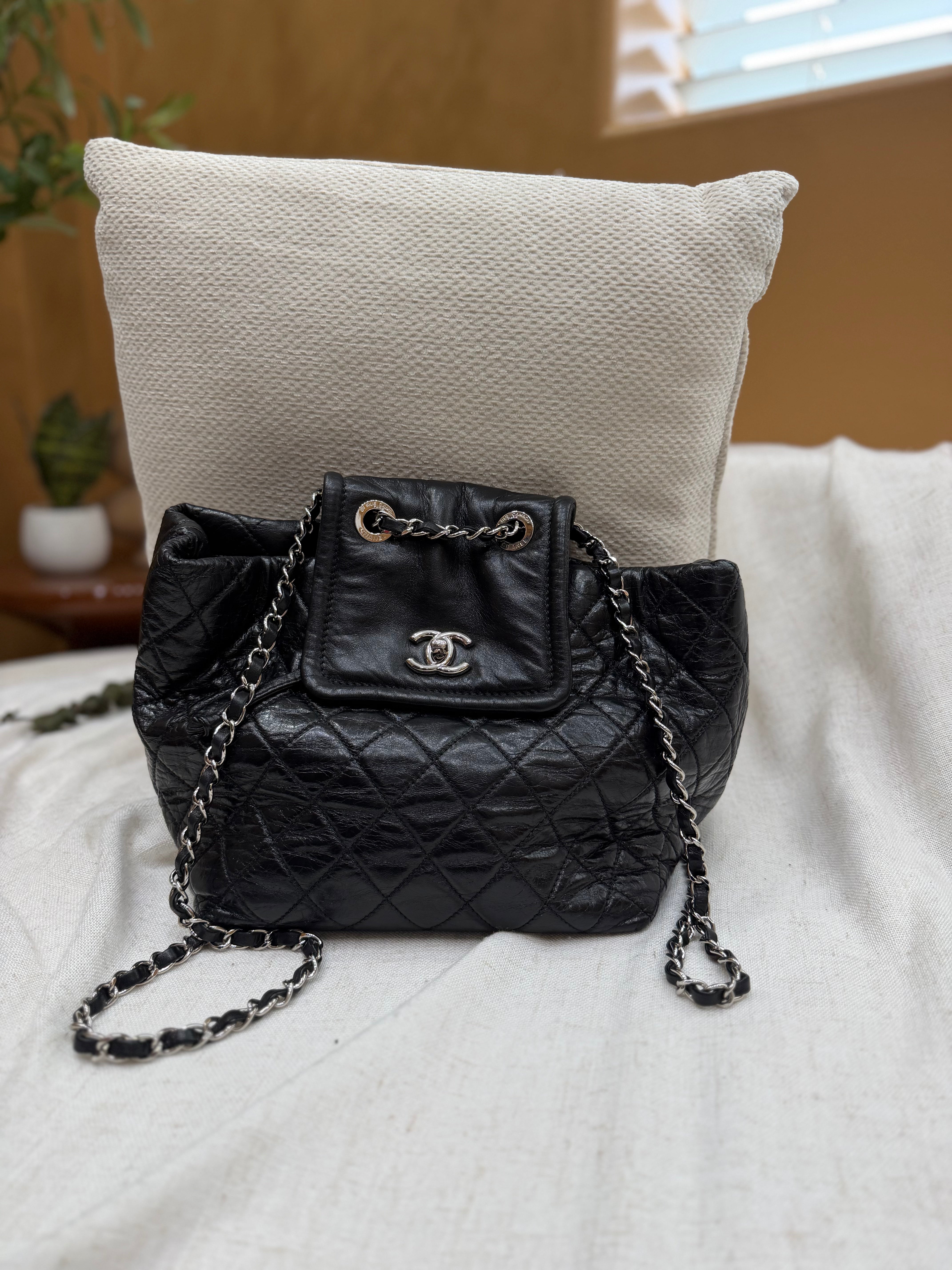 *DONS PRE-DROP* Chanel Black Glazed Quilted Calfskin Beijing Small Backpack