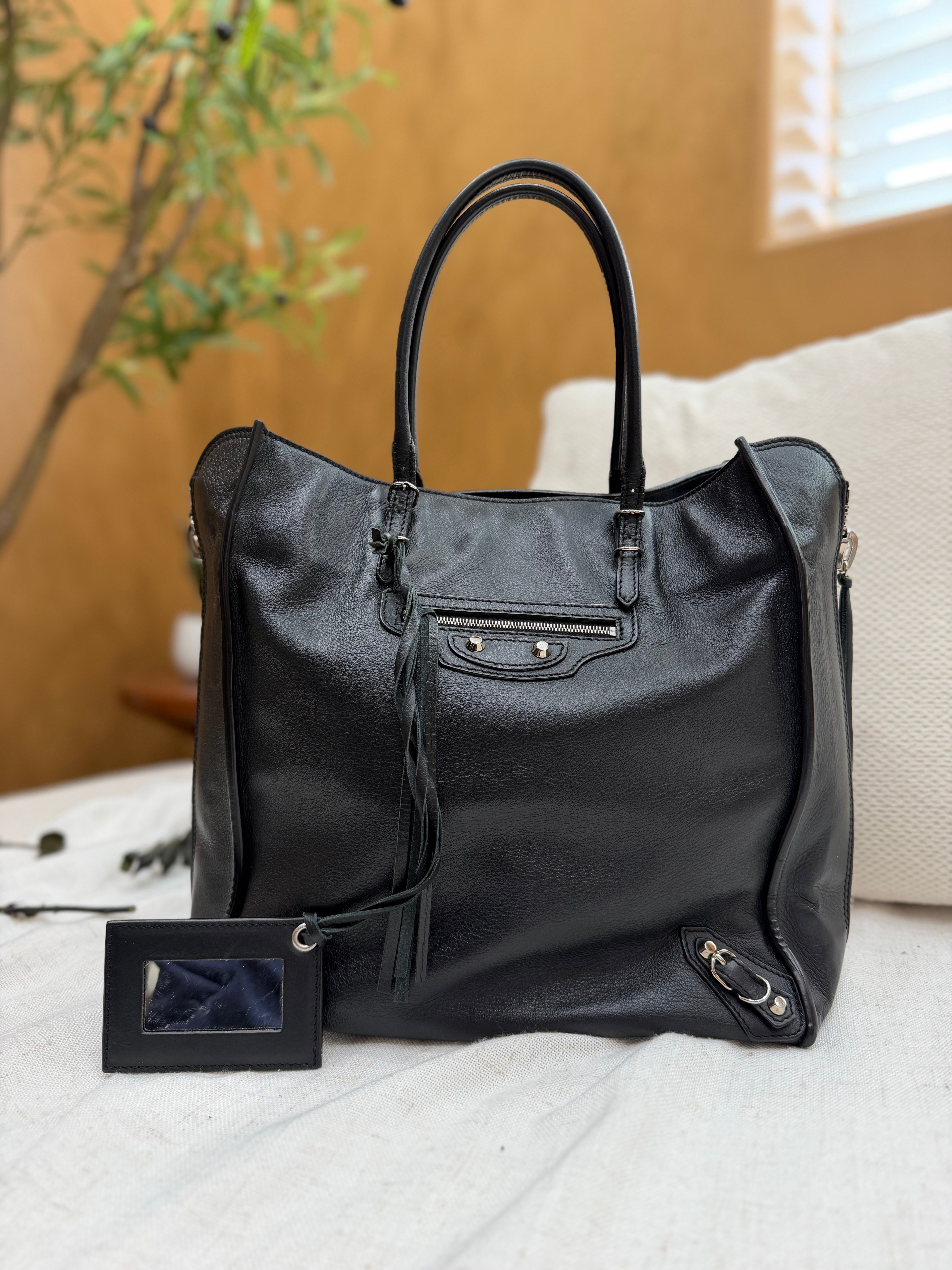 *DONS PRE-DROP* Balenciaga Black Leather Papier A5 Zipper Tote Bag