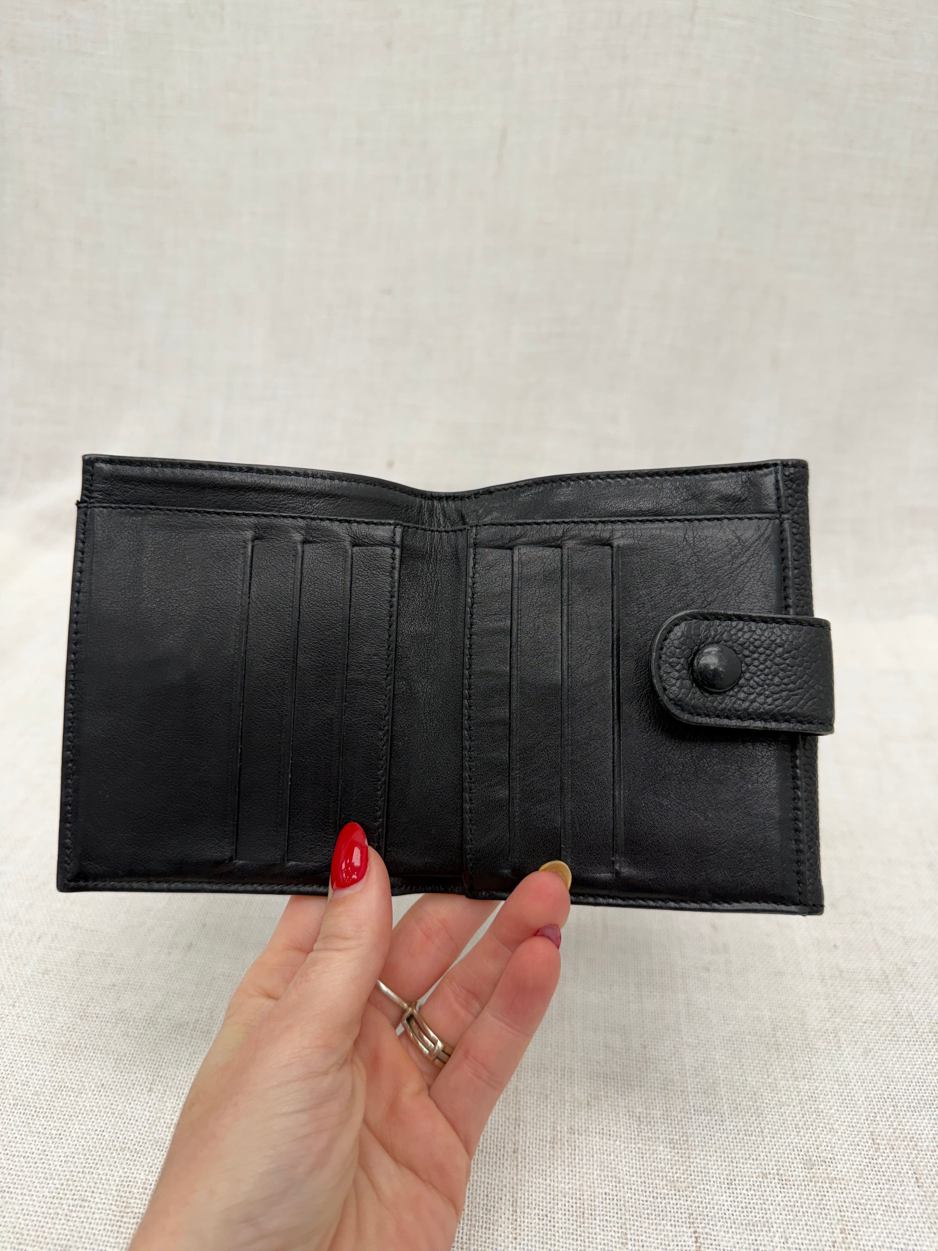 Chanel Black Caviar Leather Compact Wallet