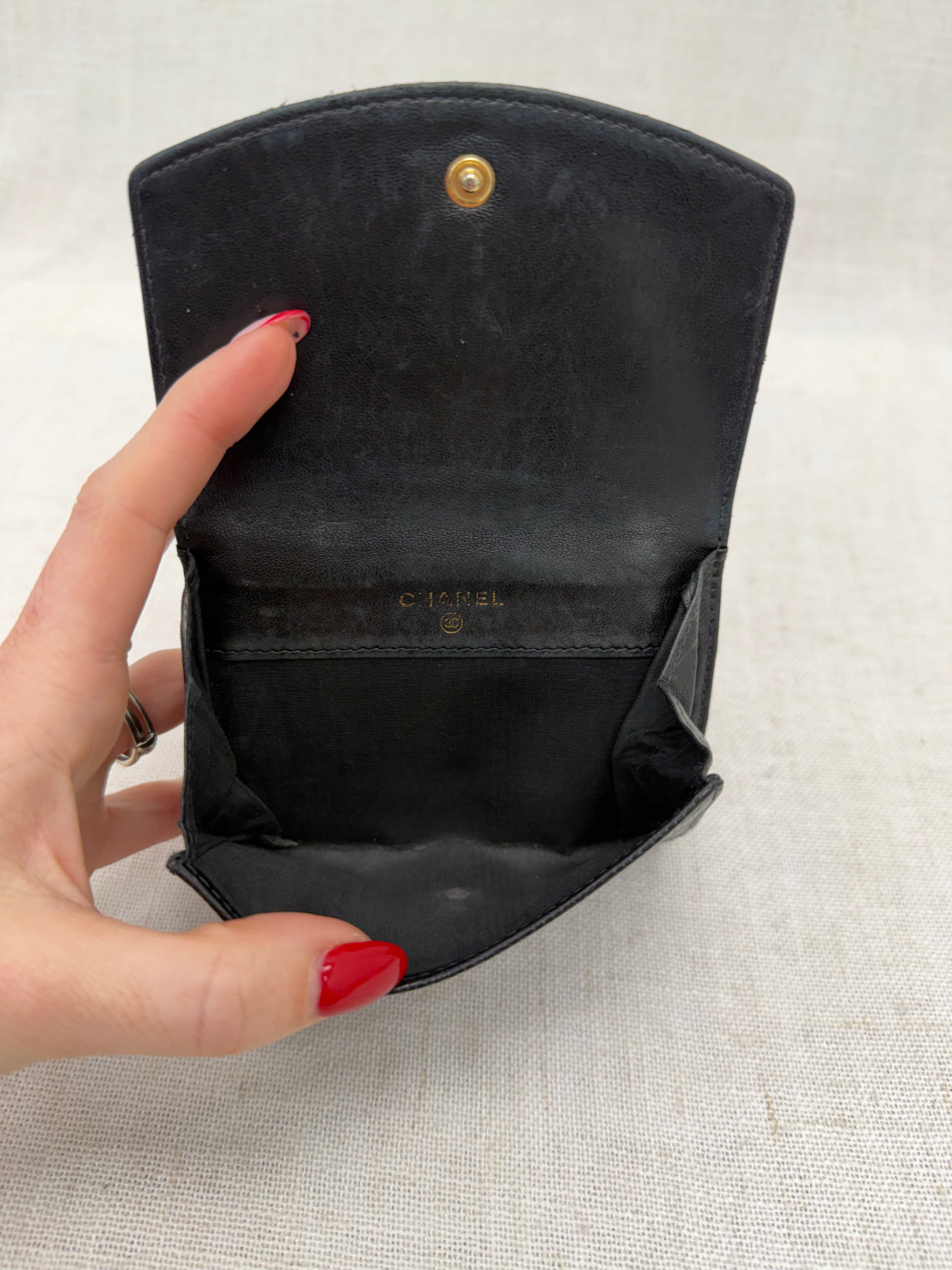 Chanel Black Caviar Leather CC Compact Wallet