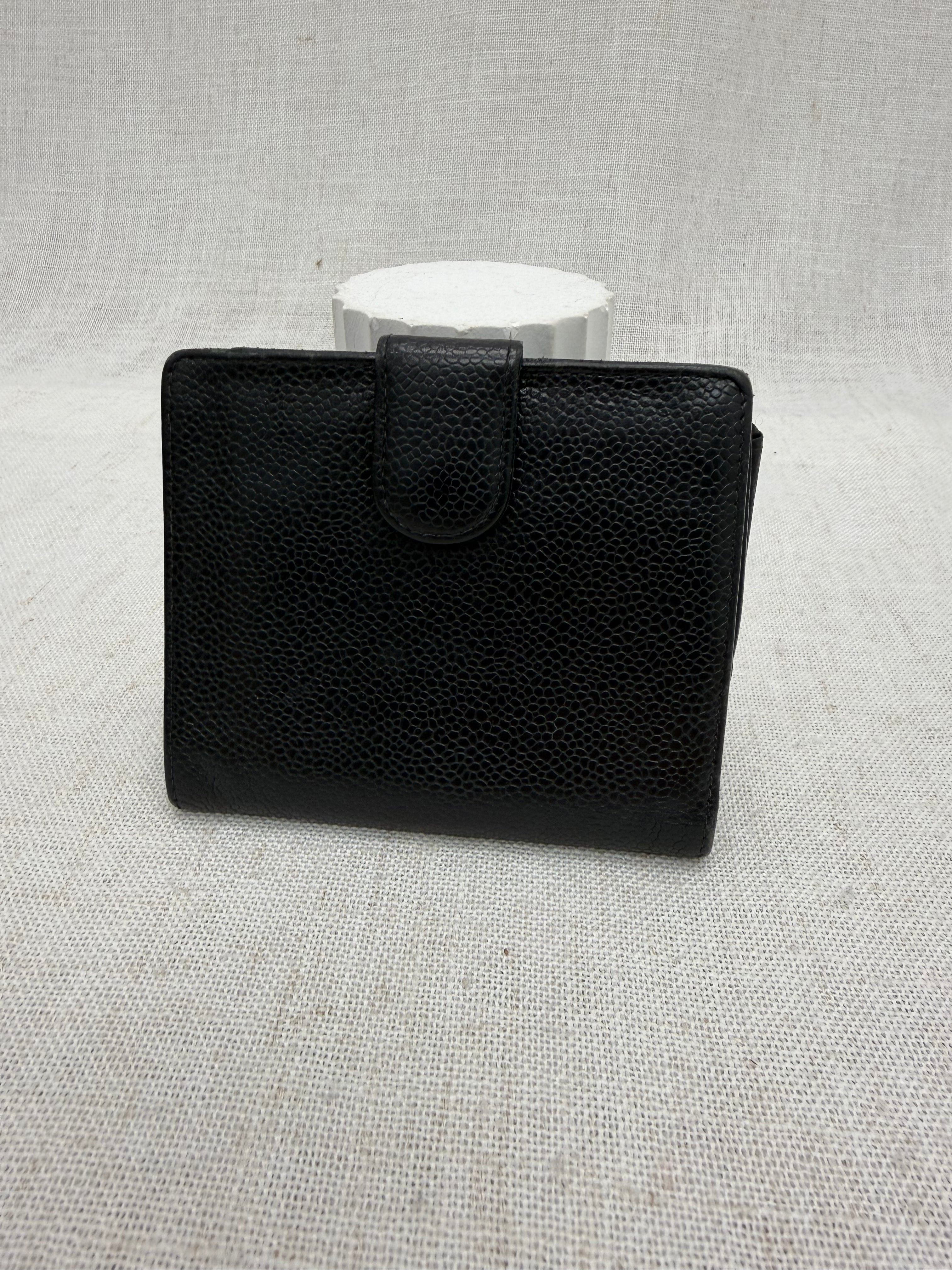 Chanel Black Caviar Leather CC Compact Wallet