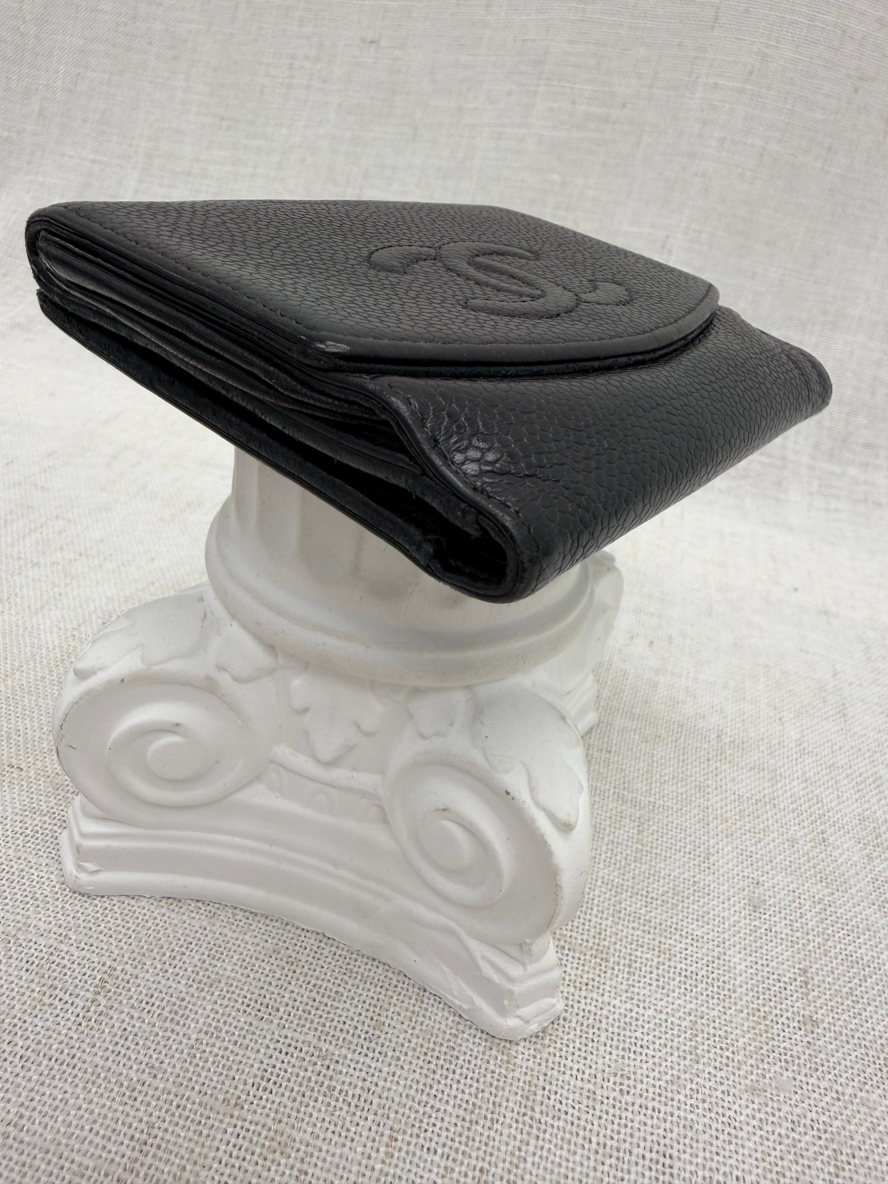 Chanel Black Caviar Leather CC Compact Wallet