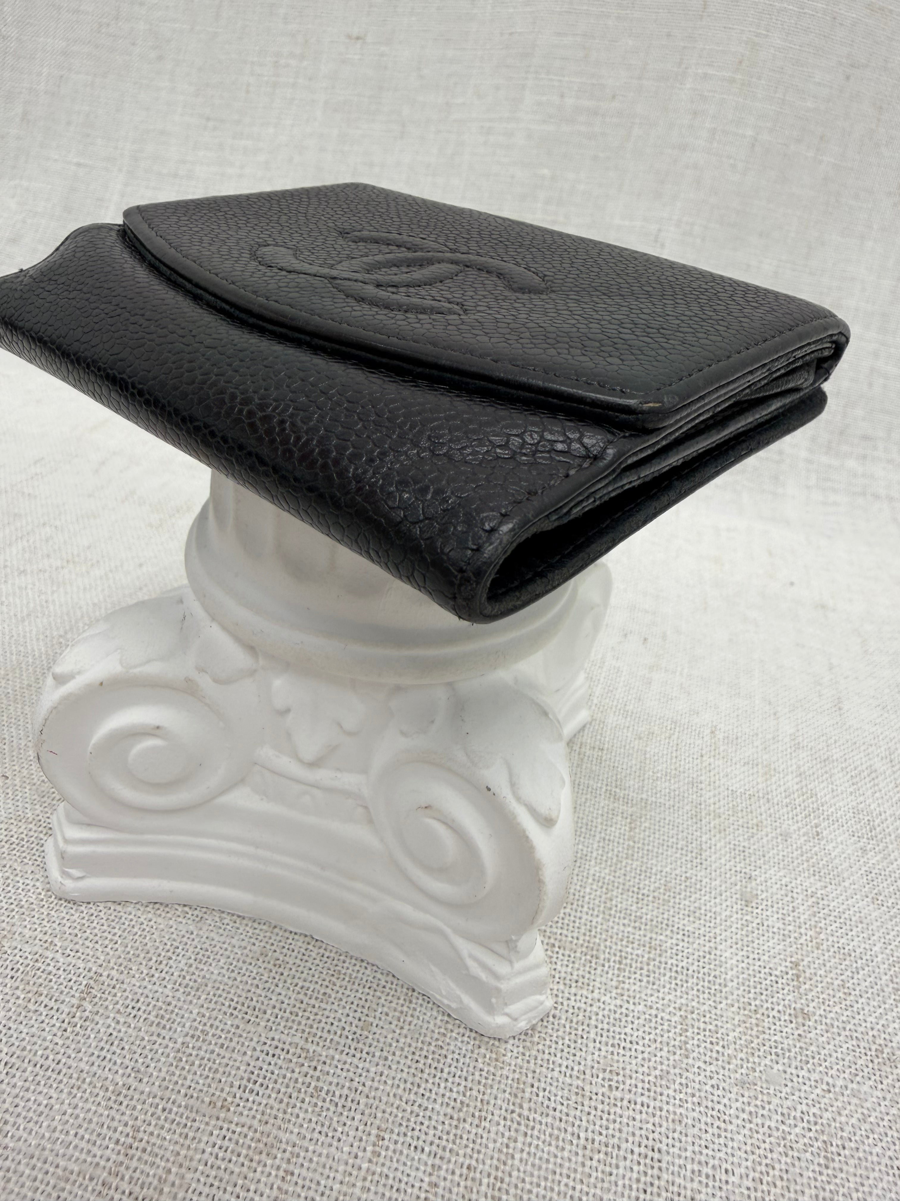 Chanel Black Caviar Leather CC Compact Wallet